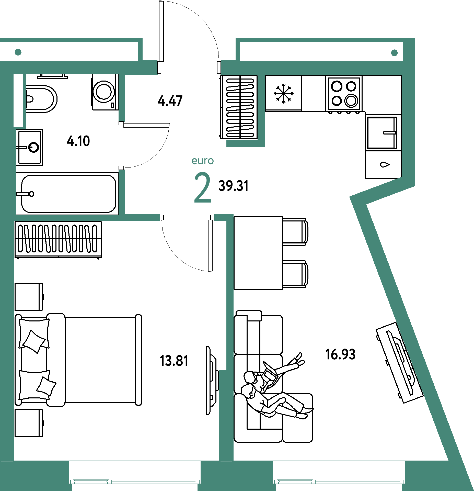 ЖК "Авторский"-2-комнатная 39.31 м²
