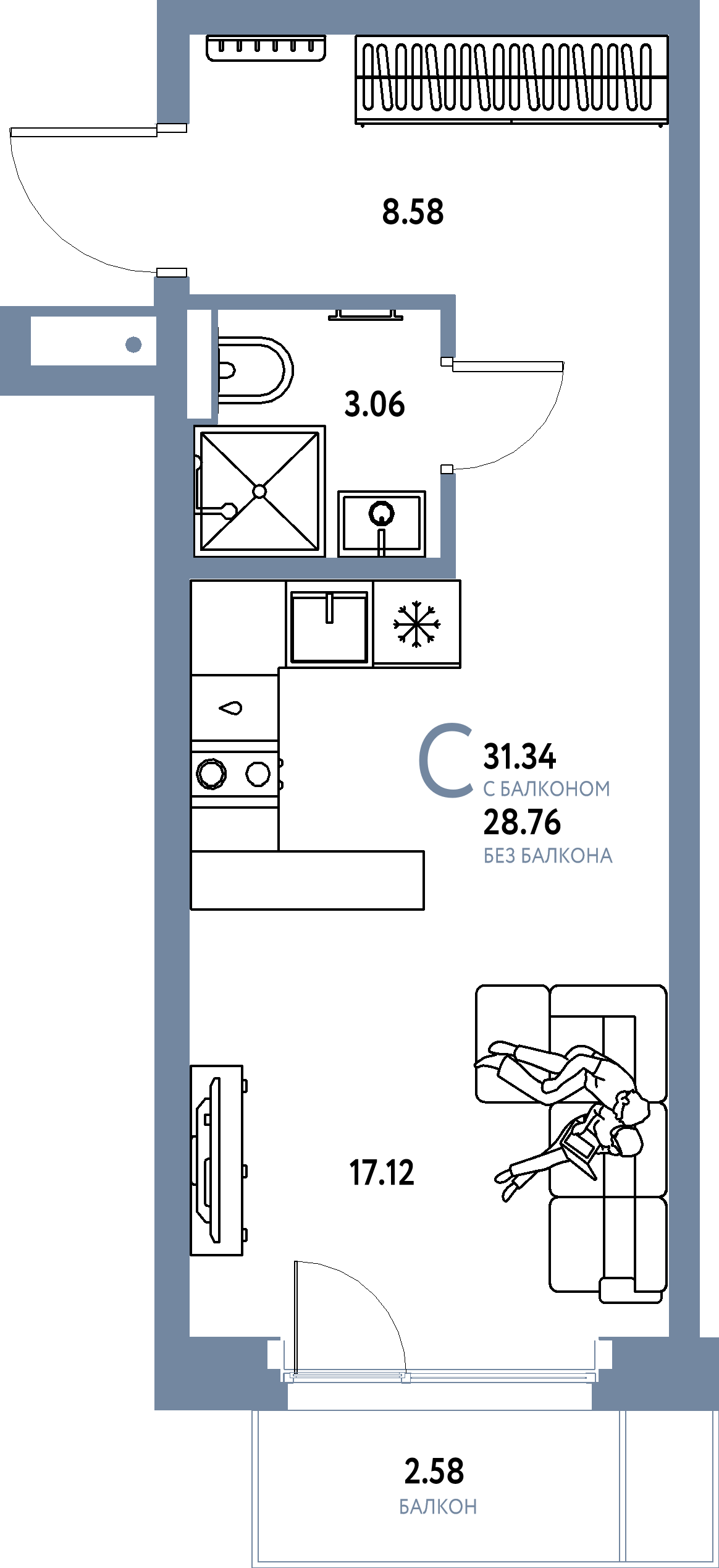 ЖК "Авторский"-Студия 31.34 м²