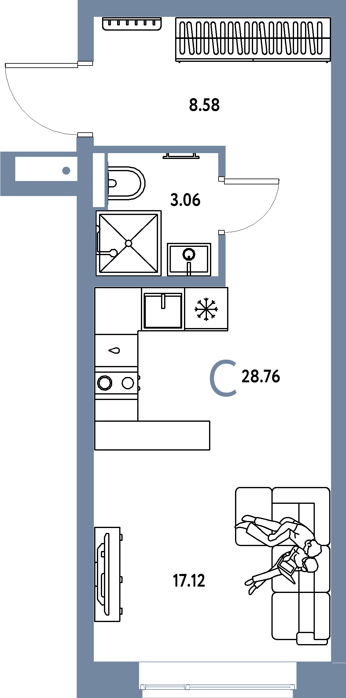 ЖК "Авторский"-Студия 28.76 м²