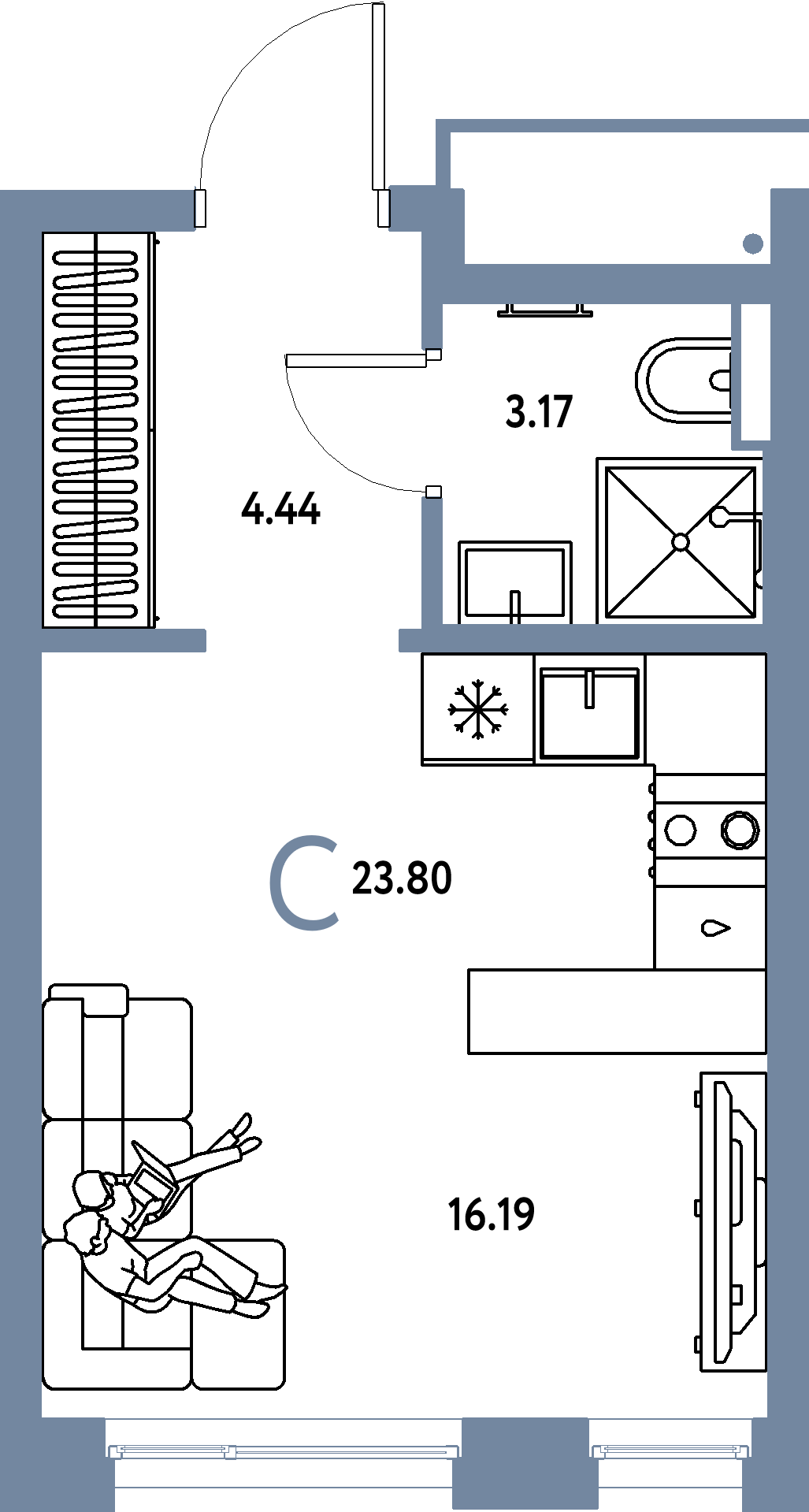 ЖК "Авторский"-Студия 23.8 м²