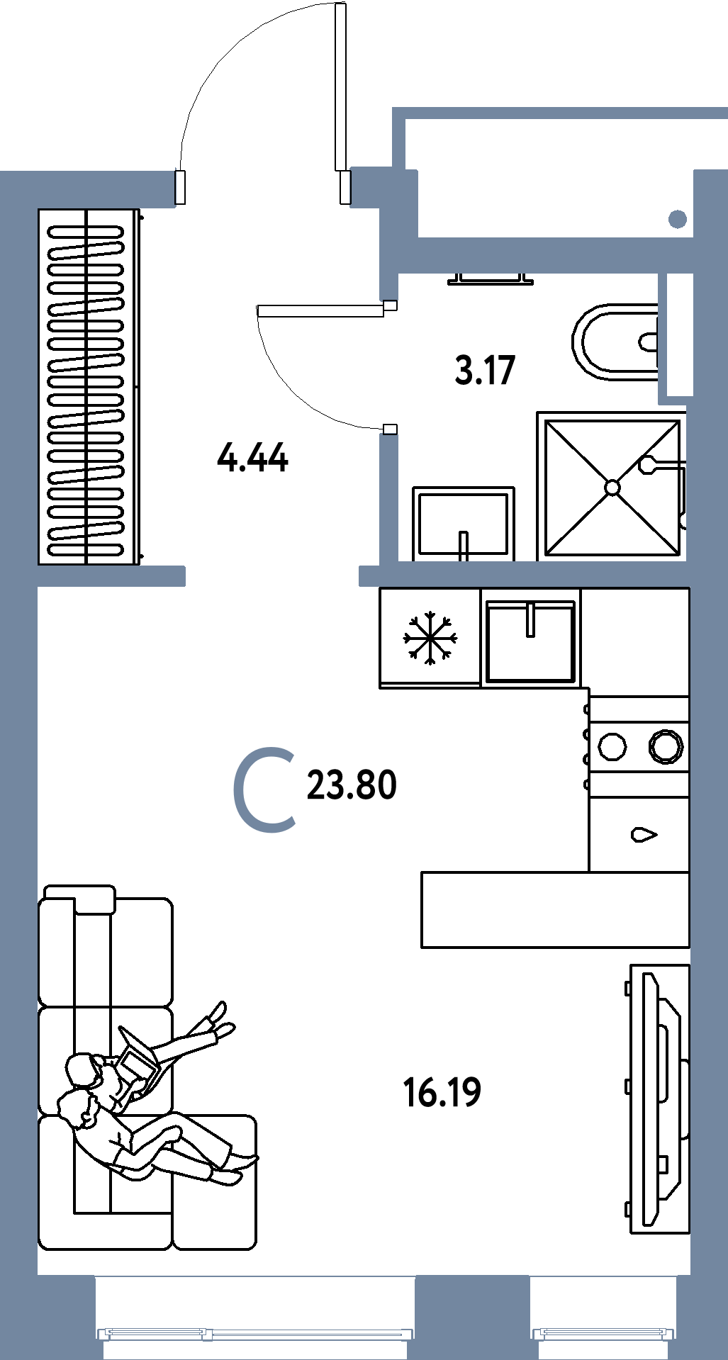 ЖК "Авторский"-Студия 23.8 м²