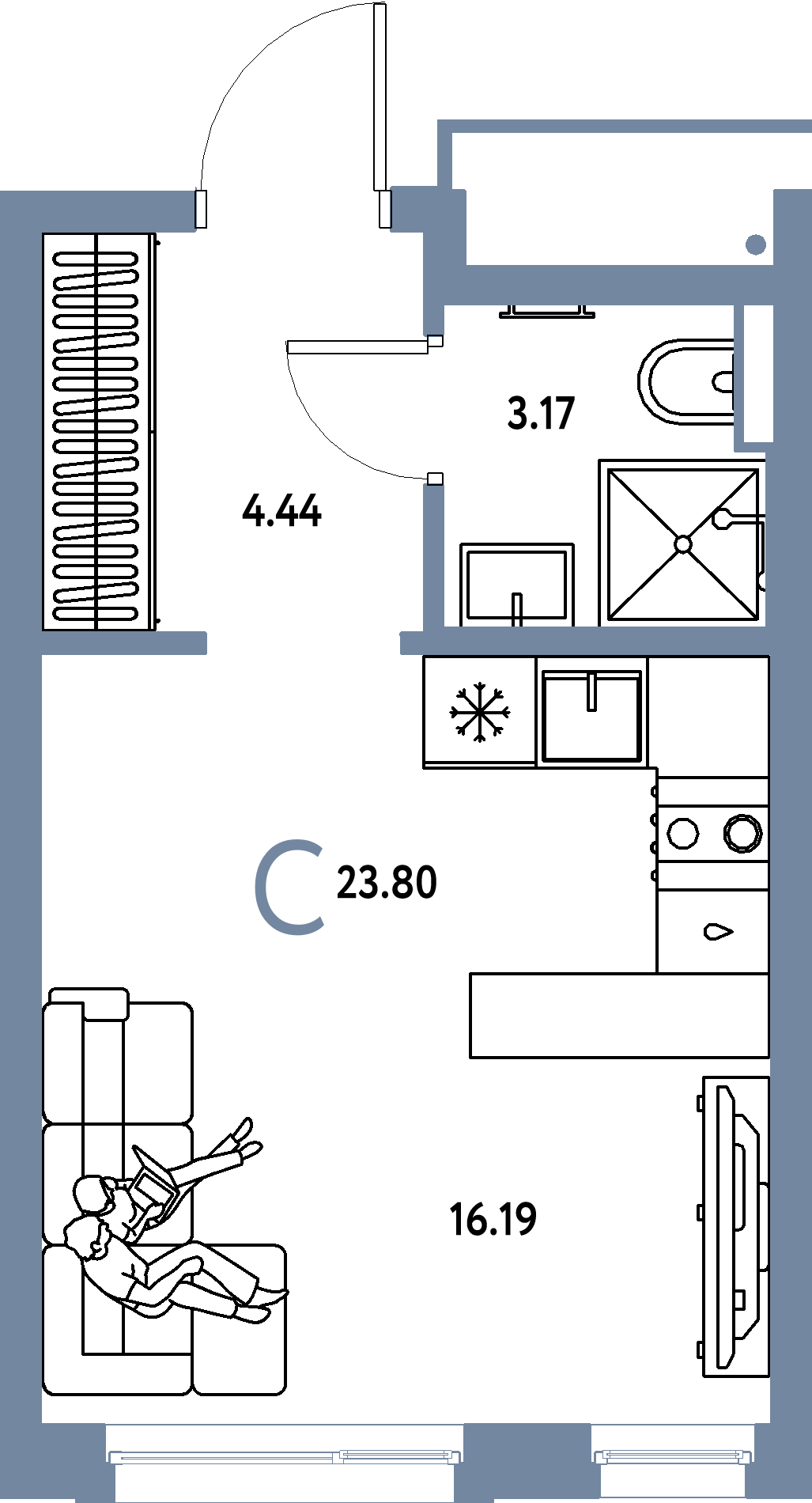 ЖК "Авторский"-Студия 23.8 м²