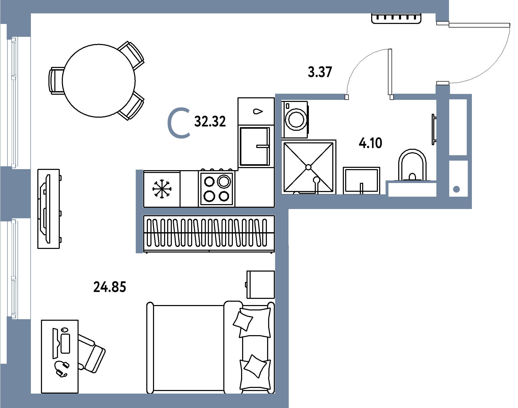 ЖК "Авторский"-Студия 32.32 м²