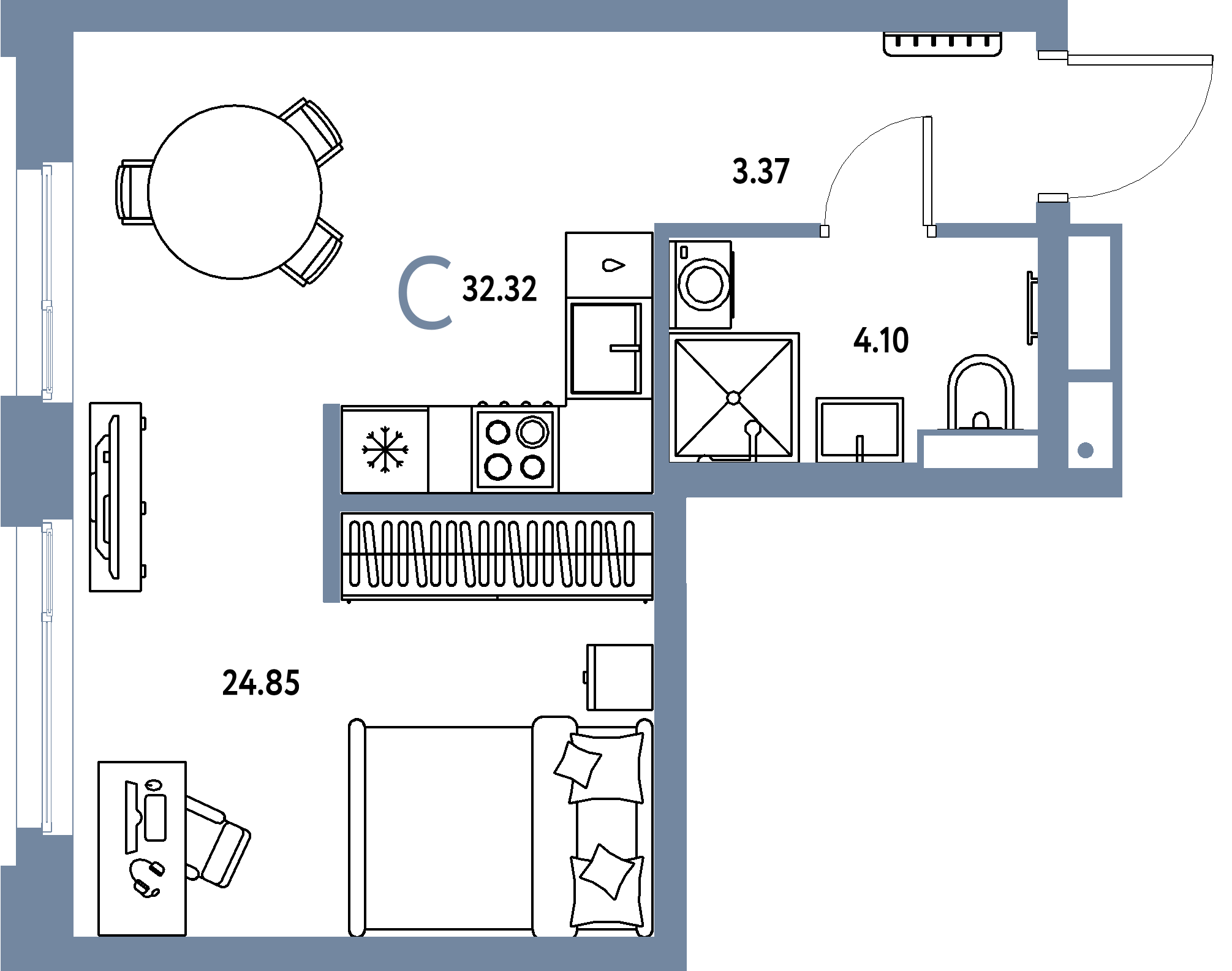 ЖК "Авторский"-Студия 32.32 м²