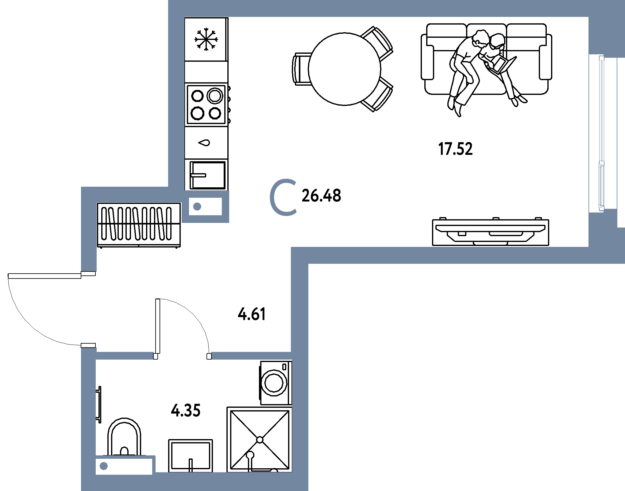 ЖК "Авторский"-Студия 26.48 м²