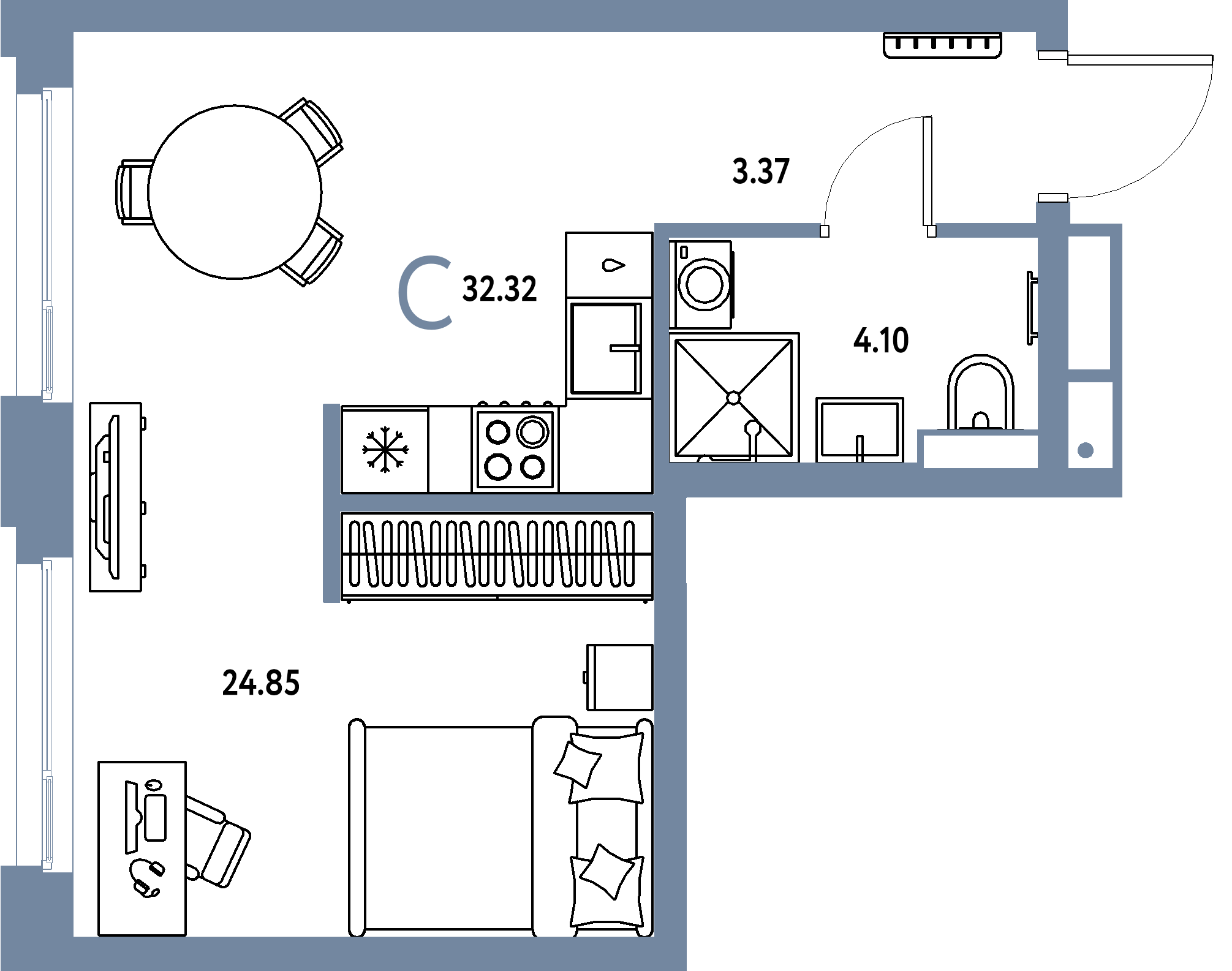 ЖК "Авторский"-Студия 32.32 м²