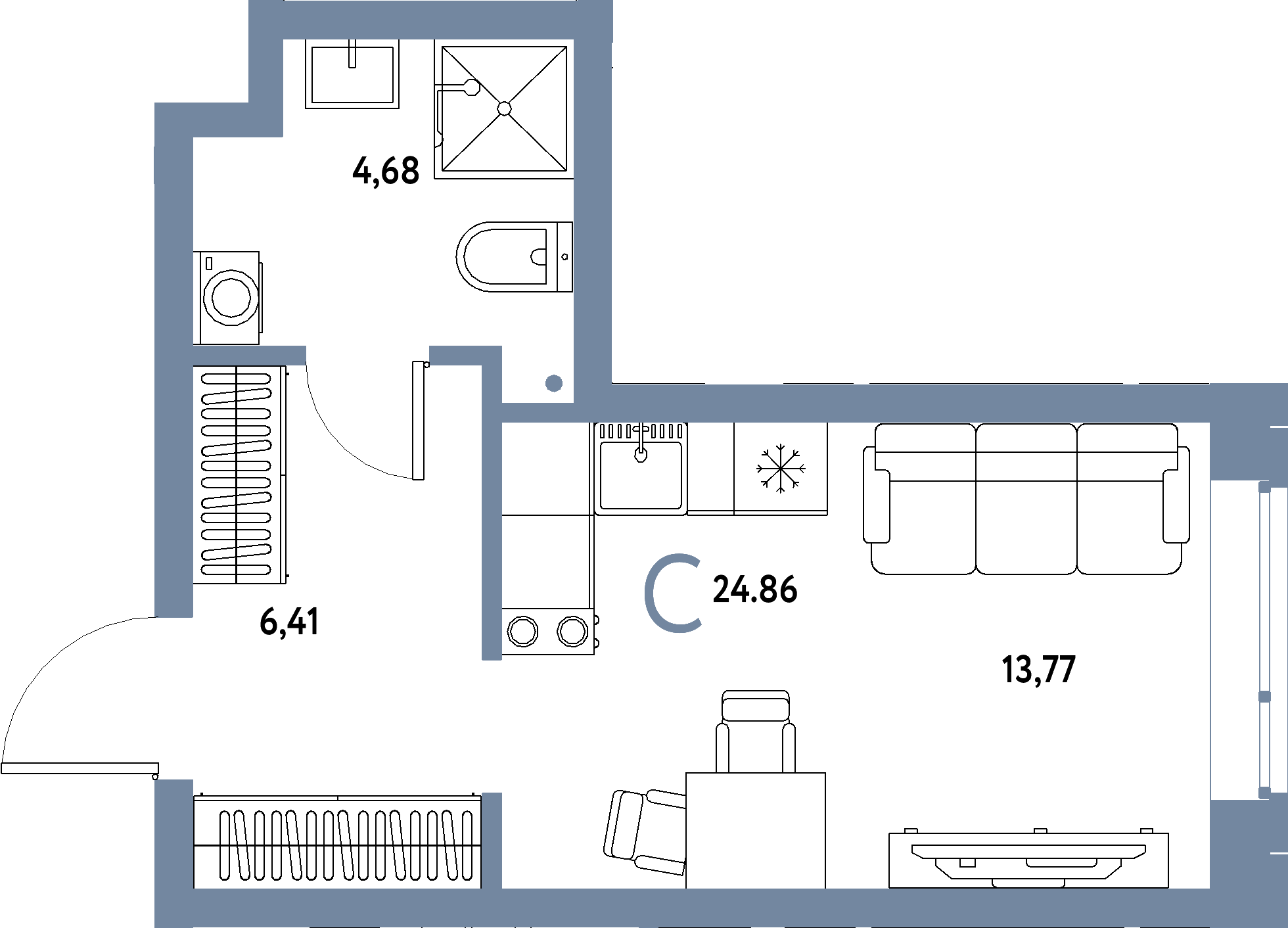 ЖК "Авторский"-Студия 24.86 м²