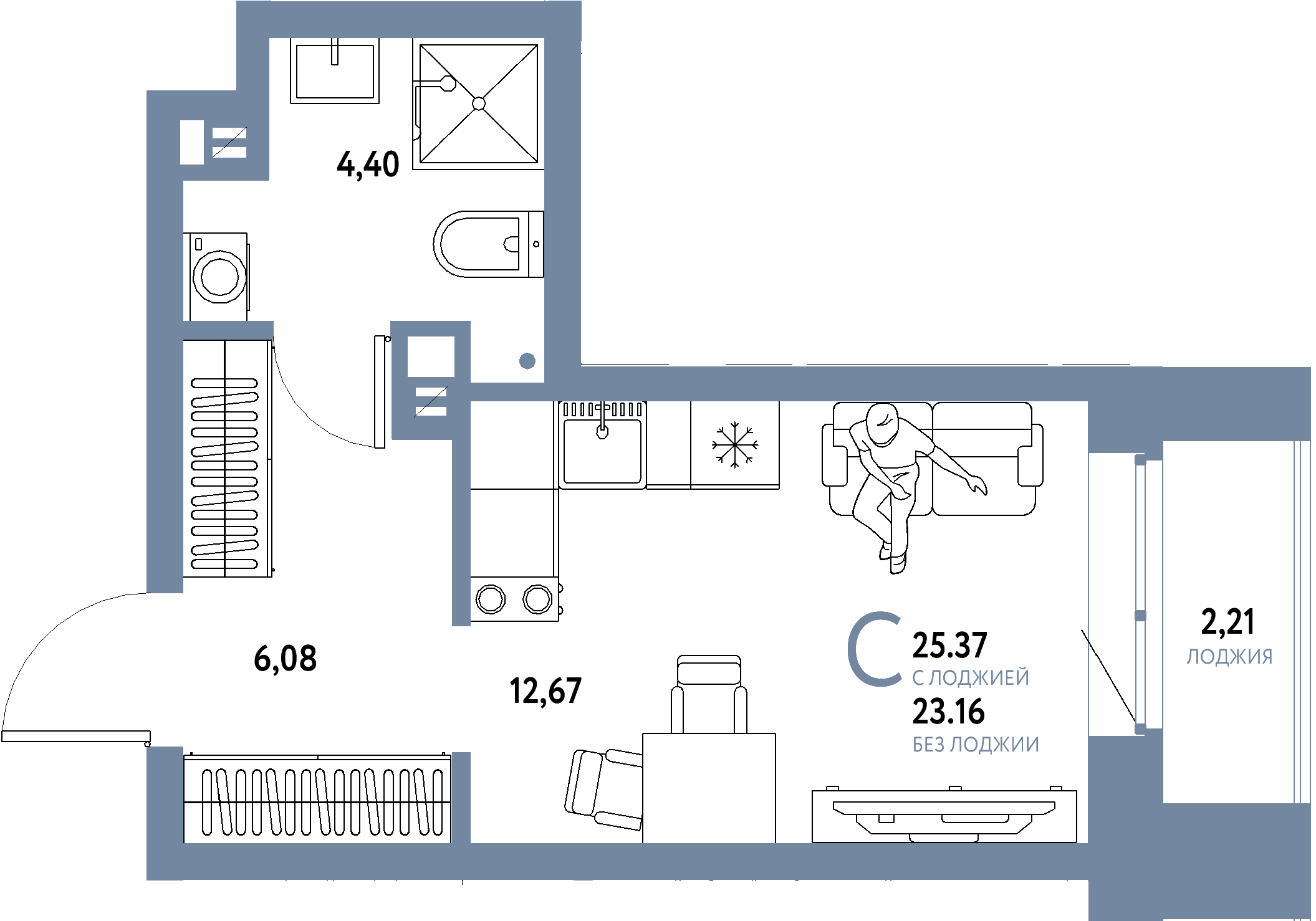 ЖК "Авторский"-Студия 25.37 м²