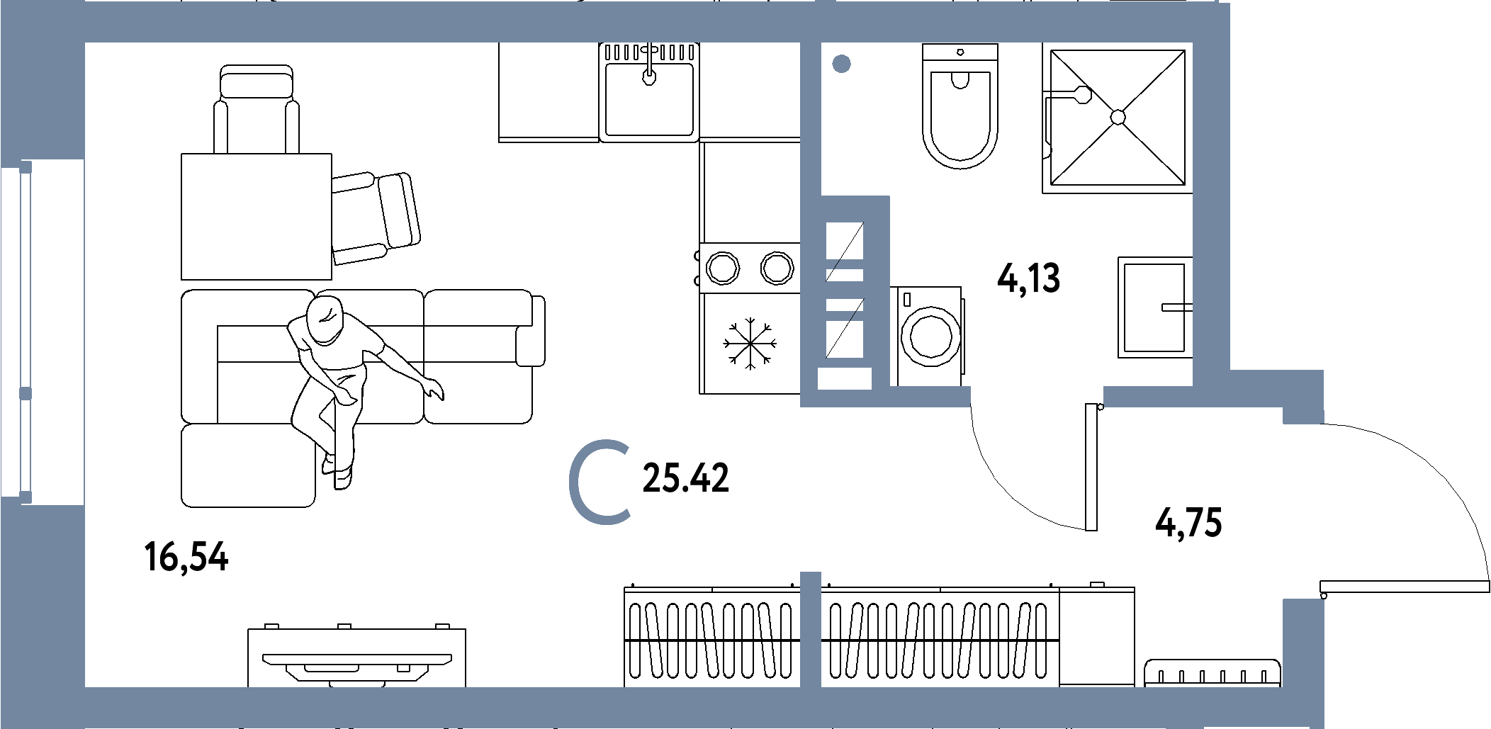 ЖК "Авторский"-Студия 25.42 м²