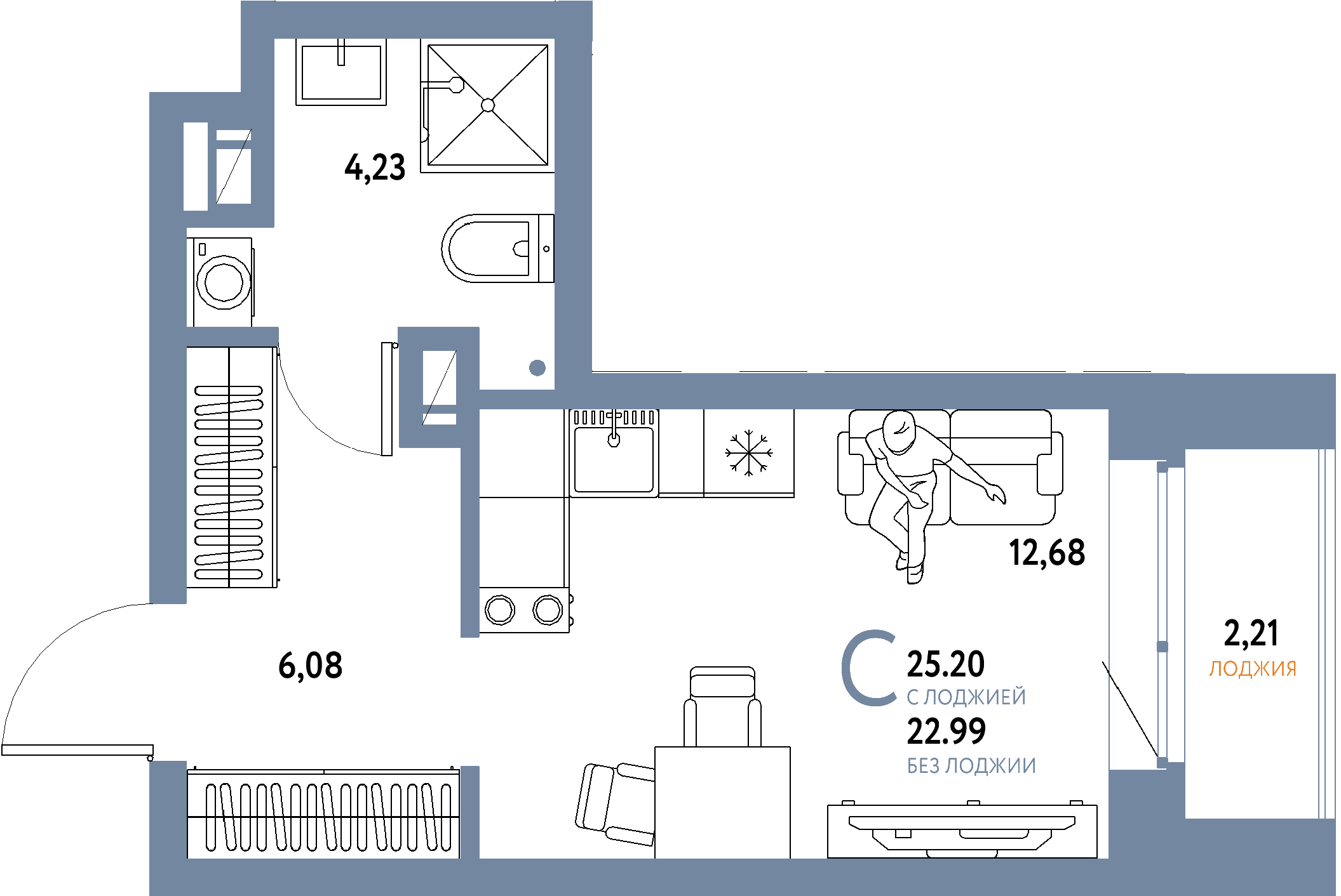 ЖК "Авторский"-Студия 25.2 м²