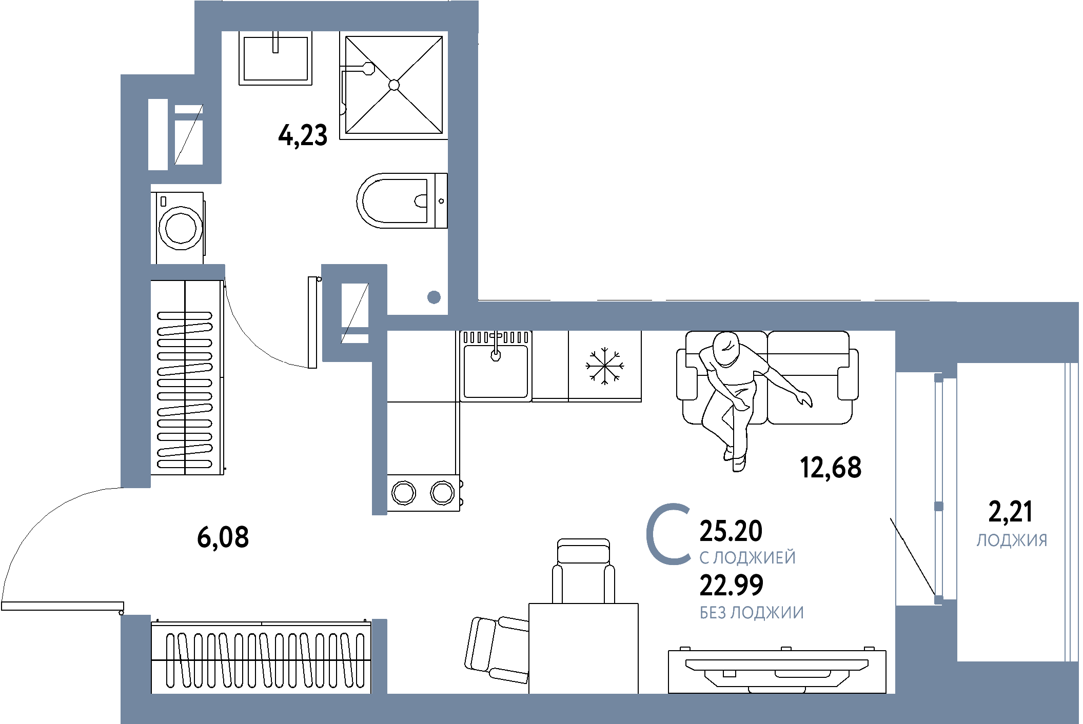 ЖК "Авторский"-Студия 25.2 м²