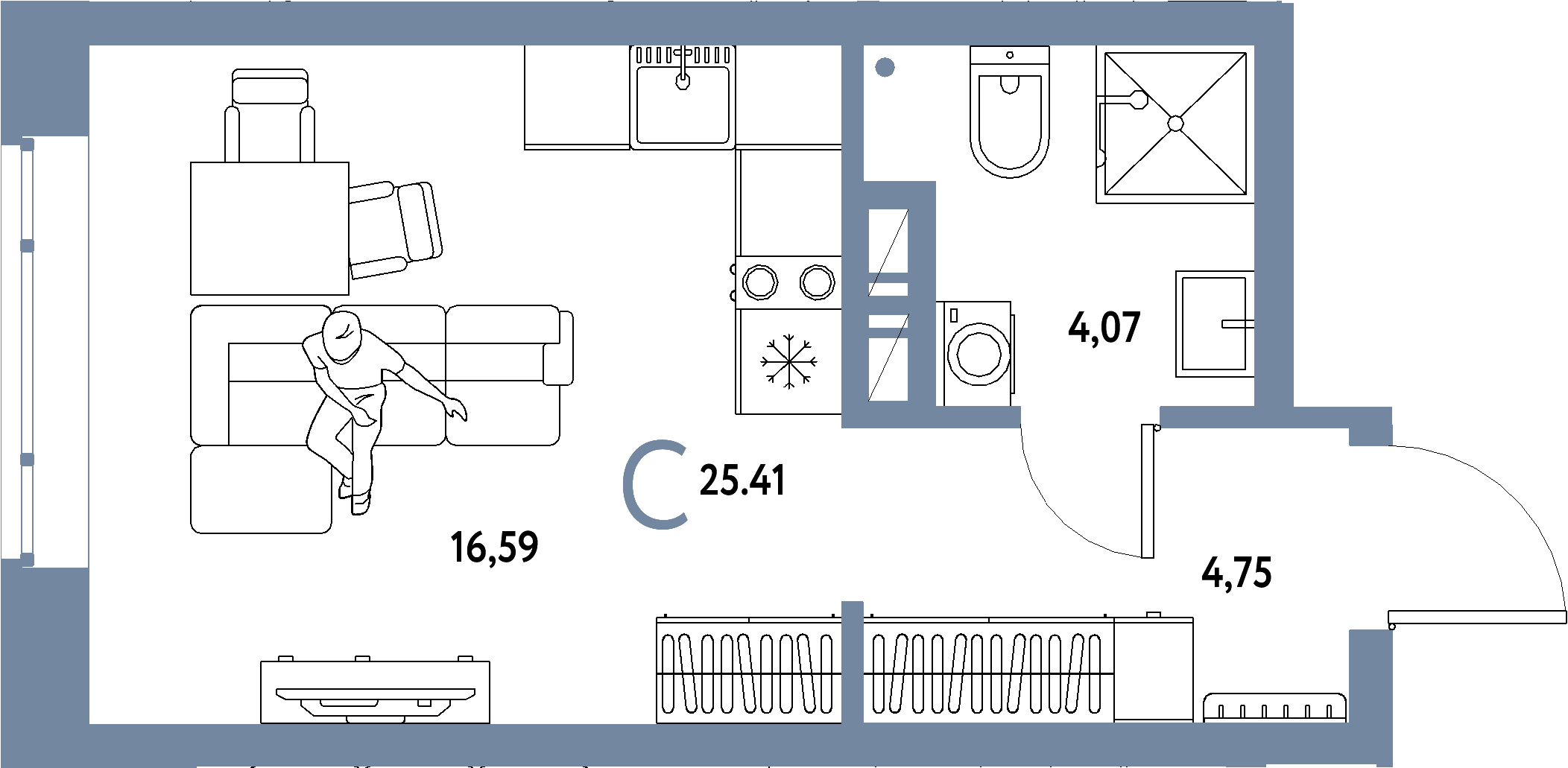 ЖК "Авторский"-Студия 25.41 м²