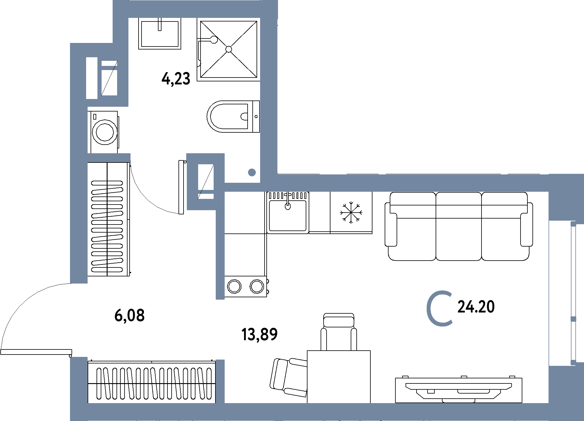 ЖК "Авторский"-Студия 24.2 м²