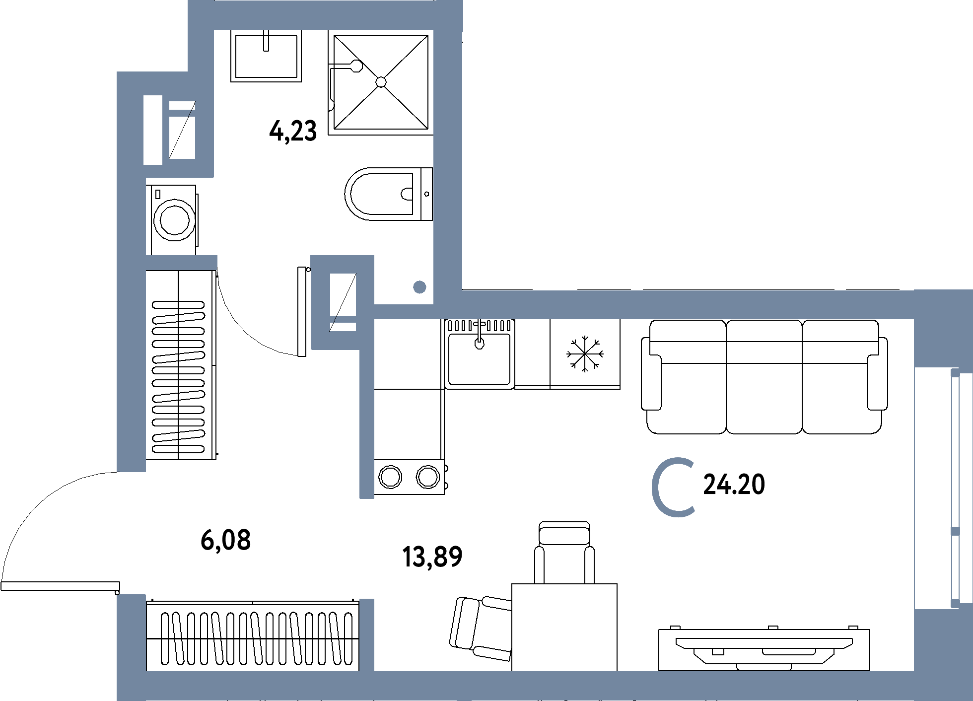 ЖК "Авторский"-Студия 24.2 м²