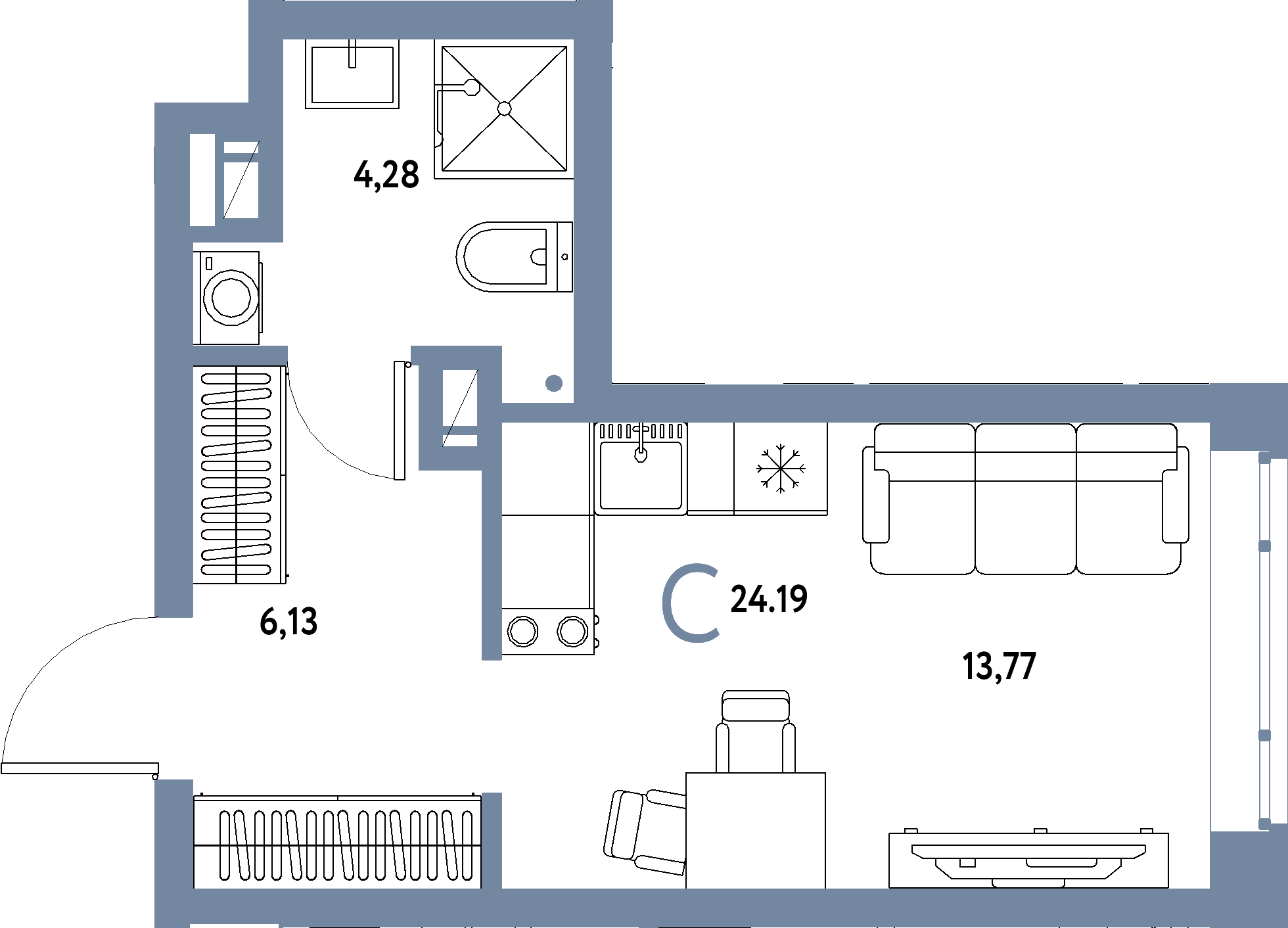 ЖК "Авторский"-Студия 24.19 м²