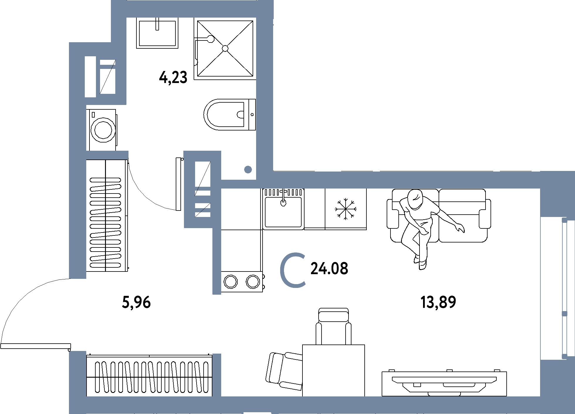 ЖК "Авторский"-Студия 24.08 м²