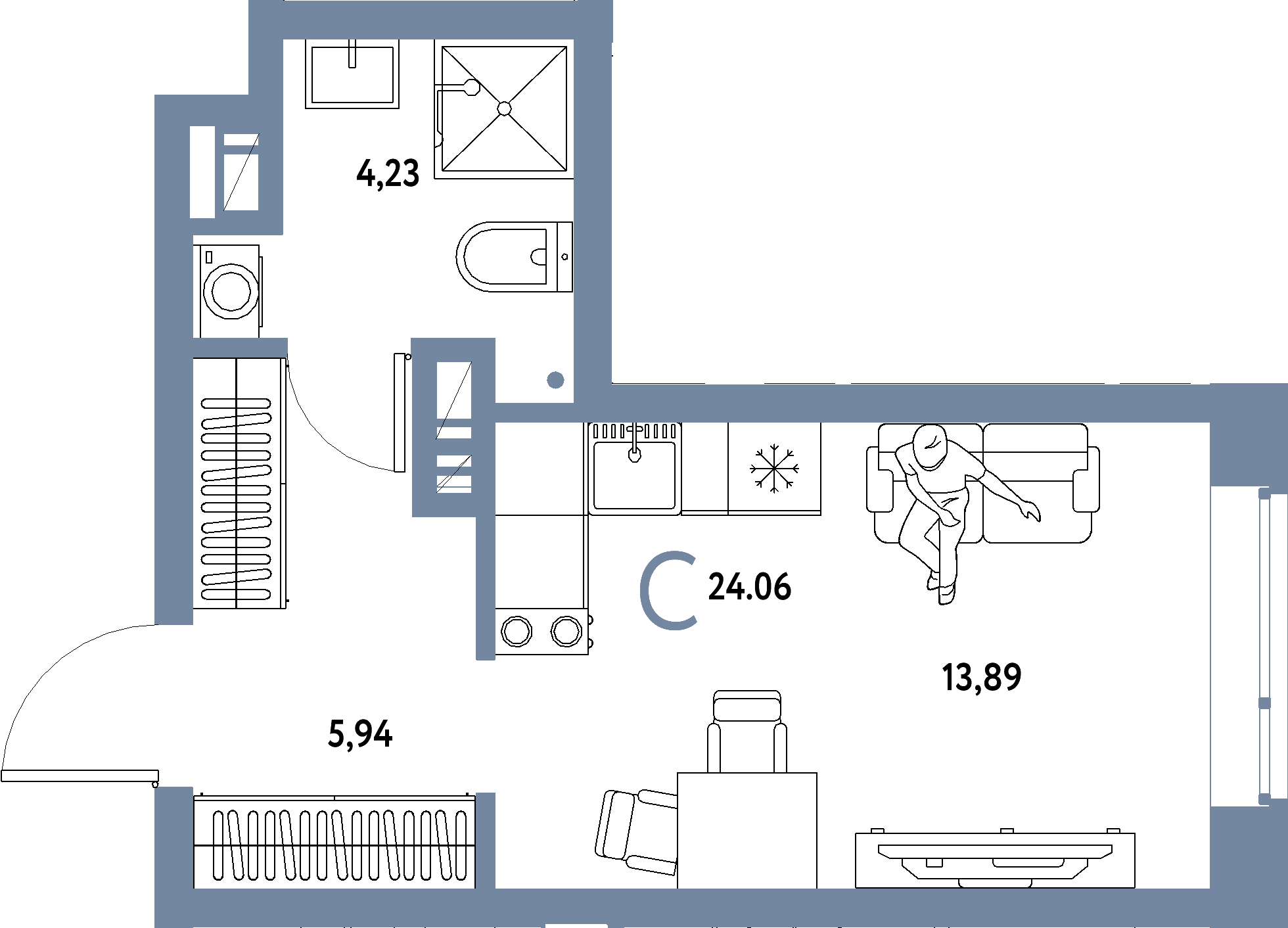 ЖК "Авторский"-Студия 24.06 м²