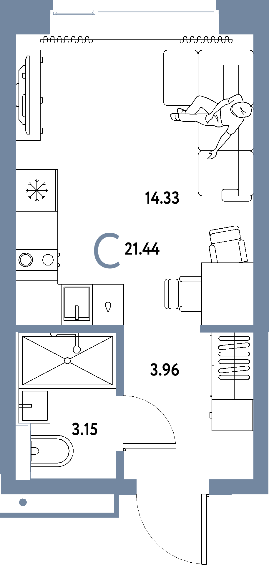 ЖК "Домашний"-Студия 21.44 м²