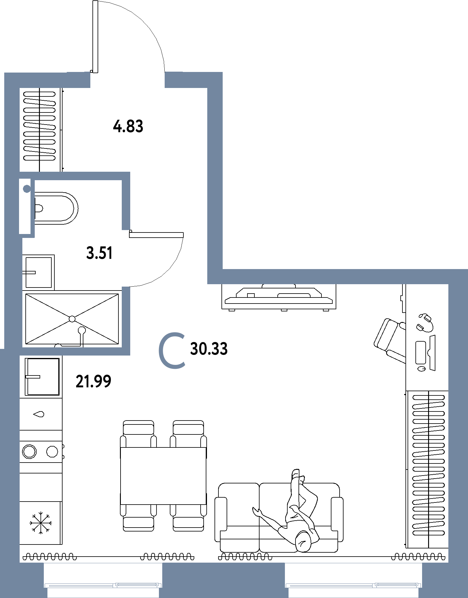 ЖК "Домашний"-Студия 30.33 м²