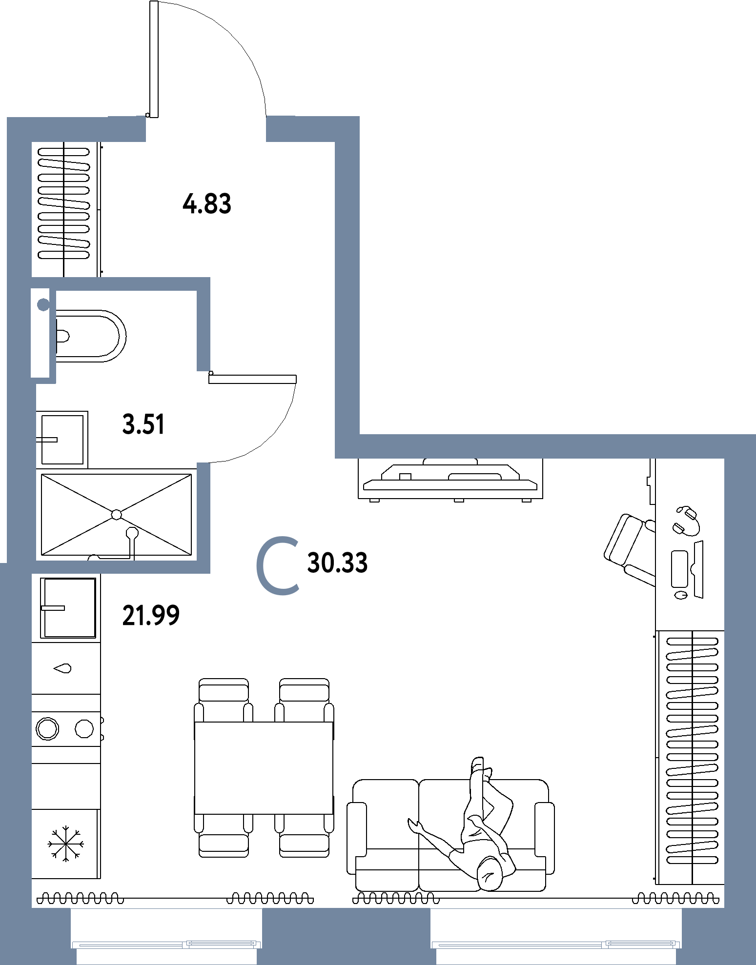 ЖК "Домашний"-Студия 30.33 м²