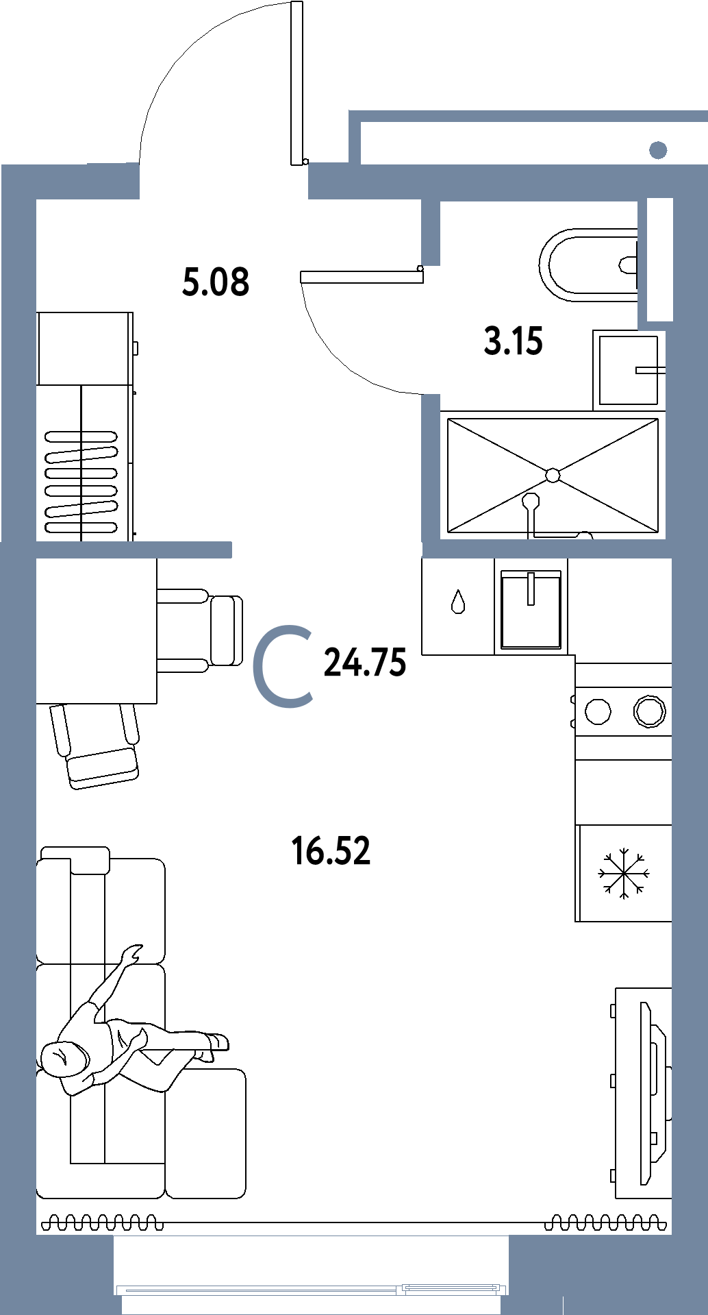 ЖК "Домашний"-Студия 24.75 м²