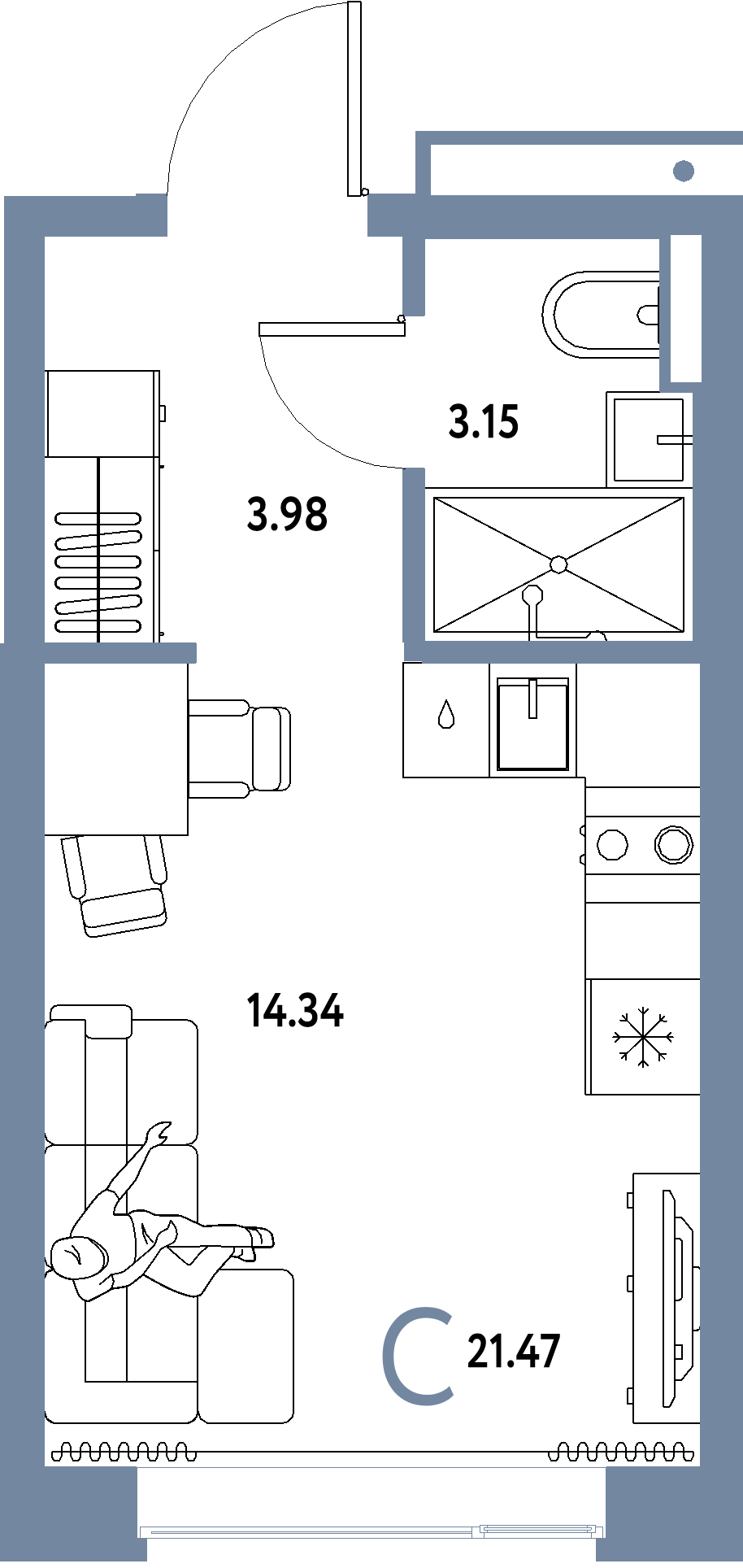 ЖК "Домашний"-Студия 21.47 м²