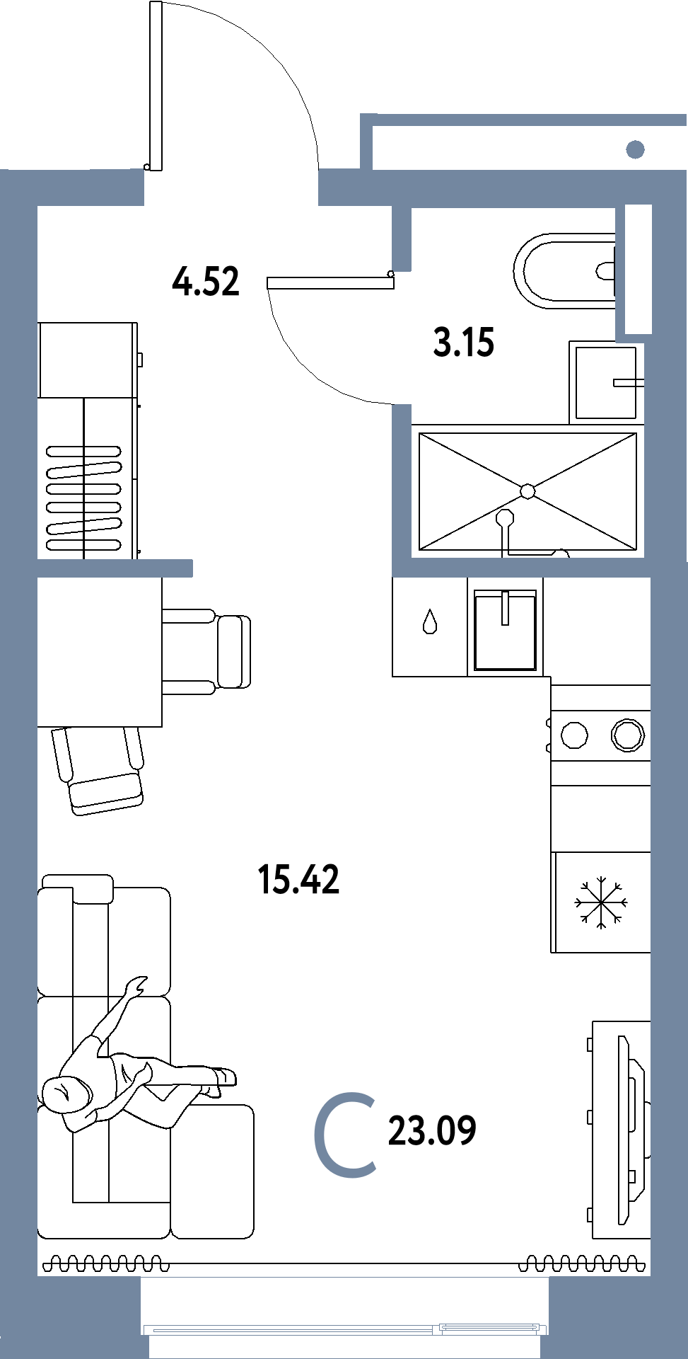 ЖК "Домашний"-Студия 23.09 м²