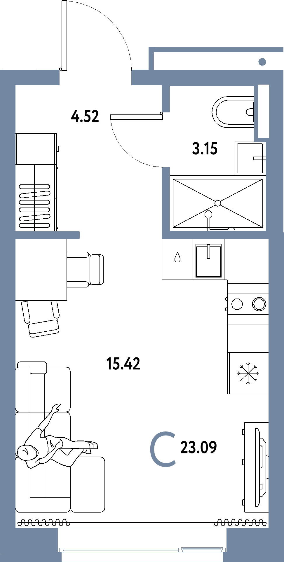 ЖК "Домашний"-Студия 23.09 м²