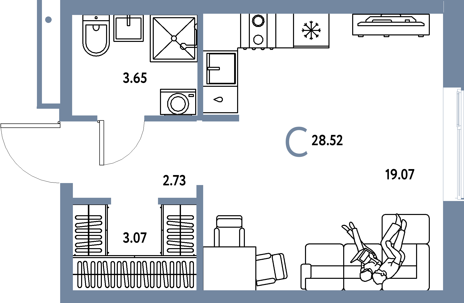 ЖК "Домашний"-Студия 28.52 м²