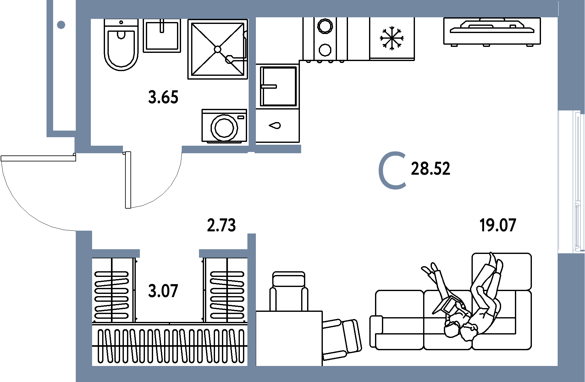ЖК "Домашний"-Студия 28.52 м²