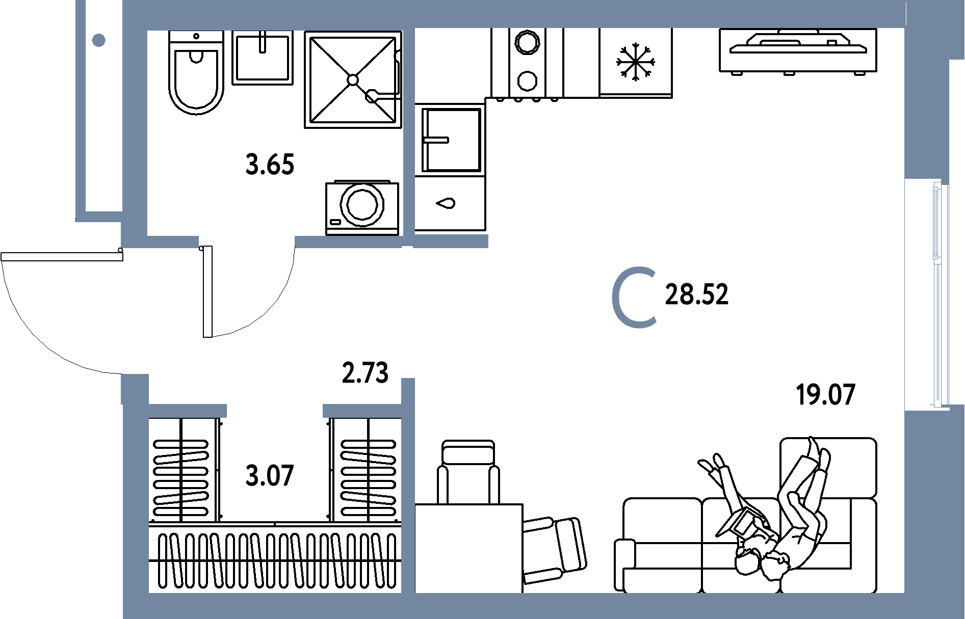 ЖК "Домашний"-Студия 28.52 м²