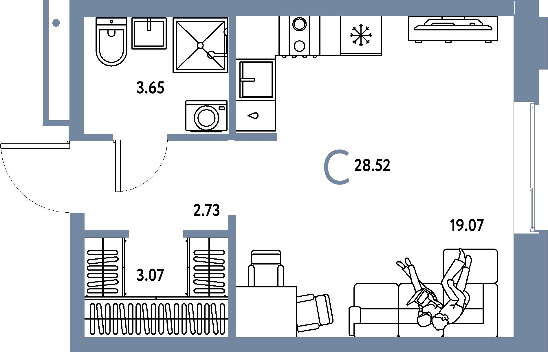 ЖК "Домашний"-Студия 28.52 м²