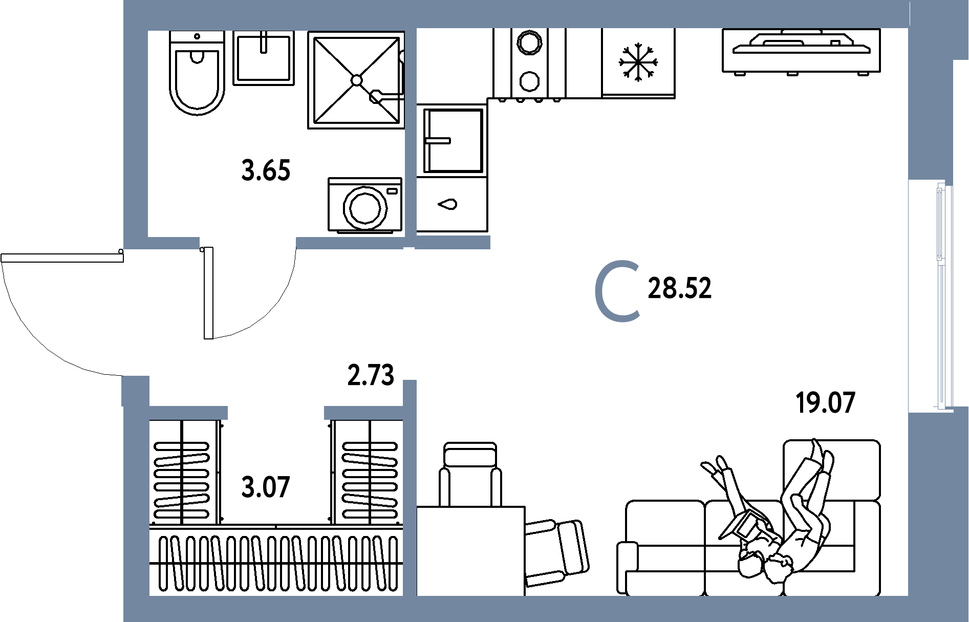 ЖК "Домашний"-Студия 28.52 м²