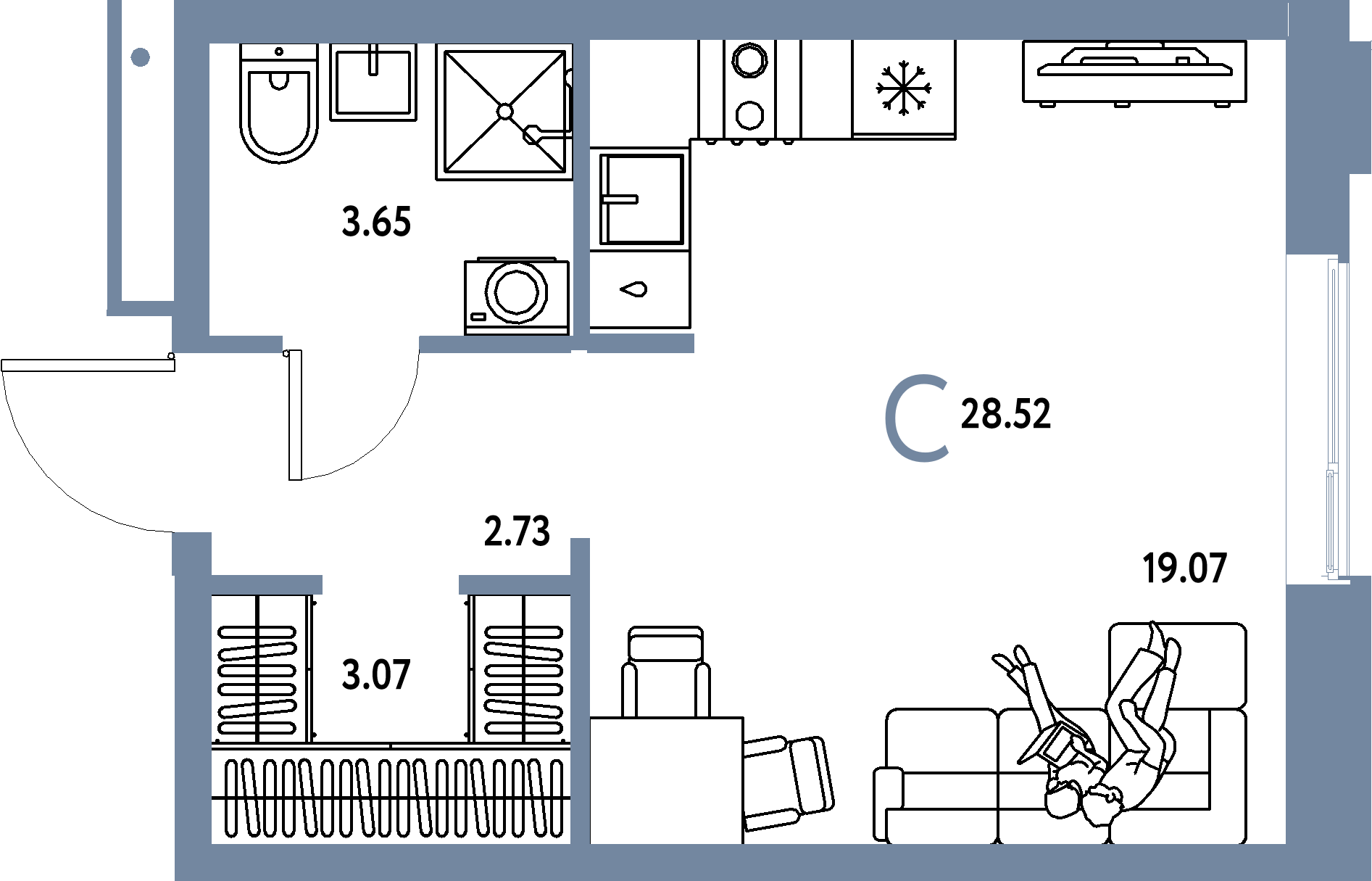 ЖК "Домашний"-Студия 28.52 м²