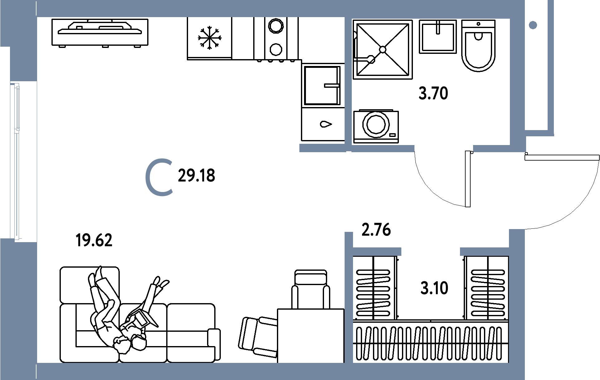 ЖК "Домашний"-Студия 29.18 м²