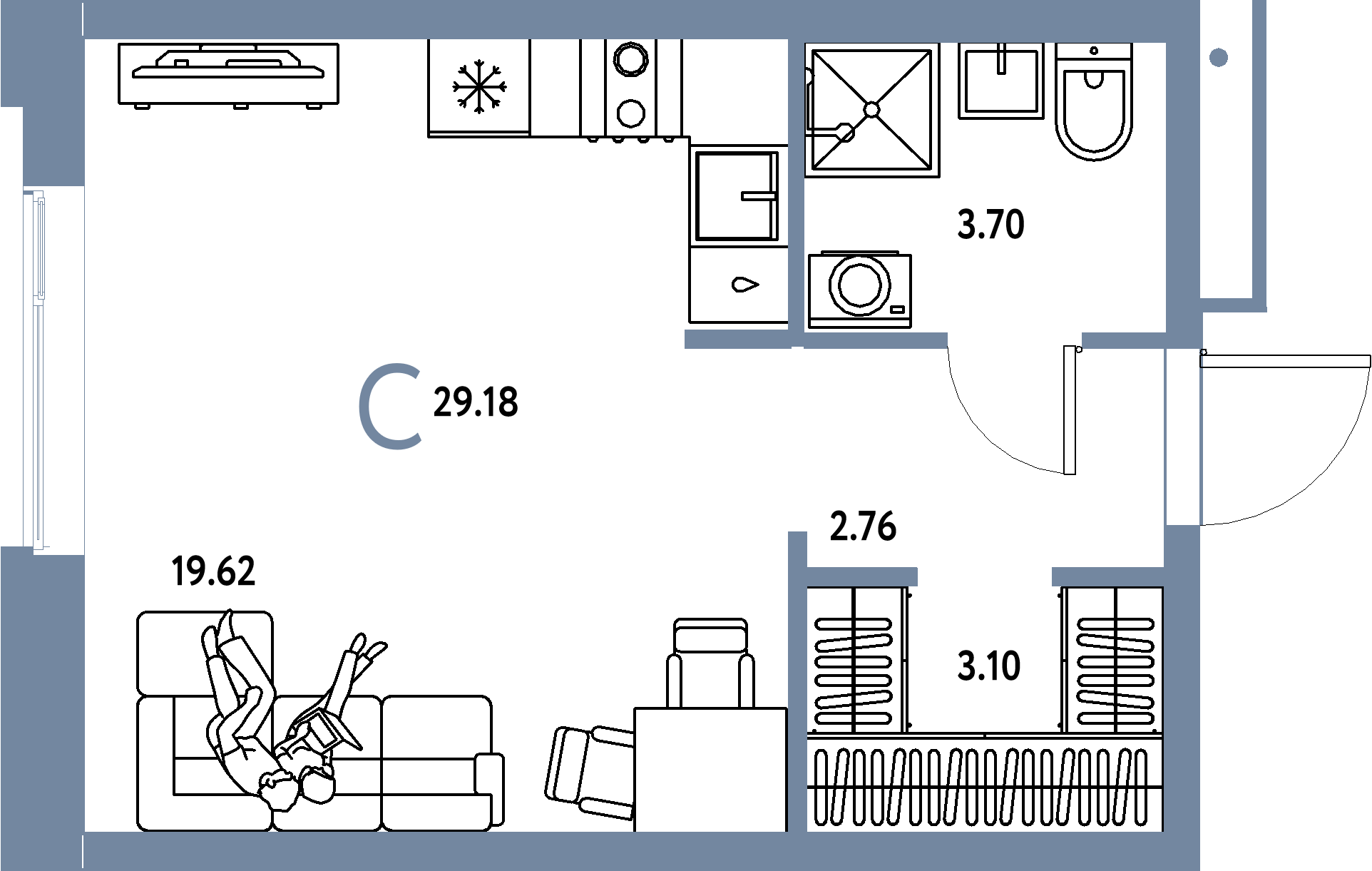ЖК "Домашний"-Студия 29.18 м²