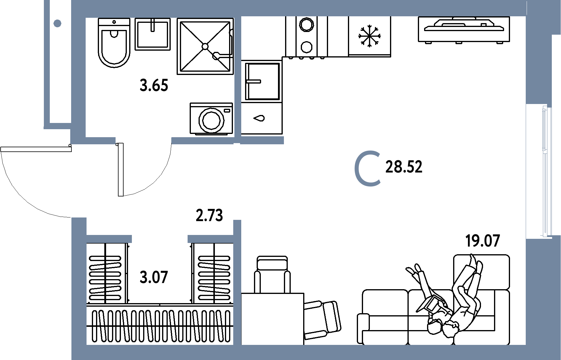 ЖК "Домашний"-Студия 28.52 м²