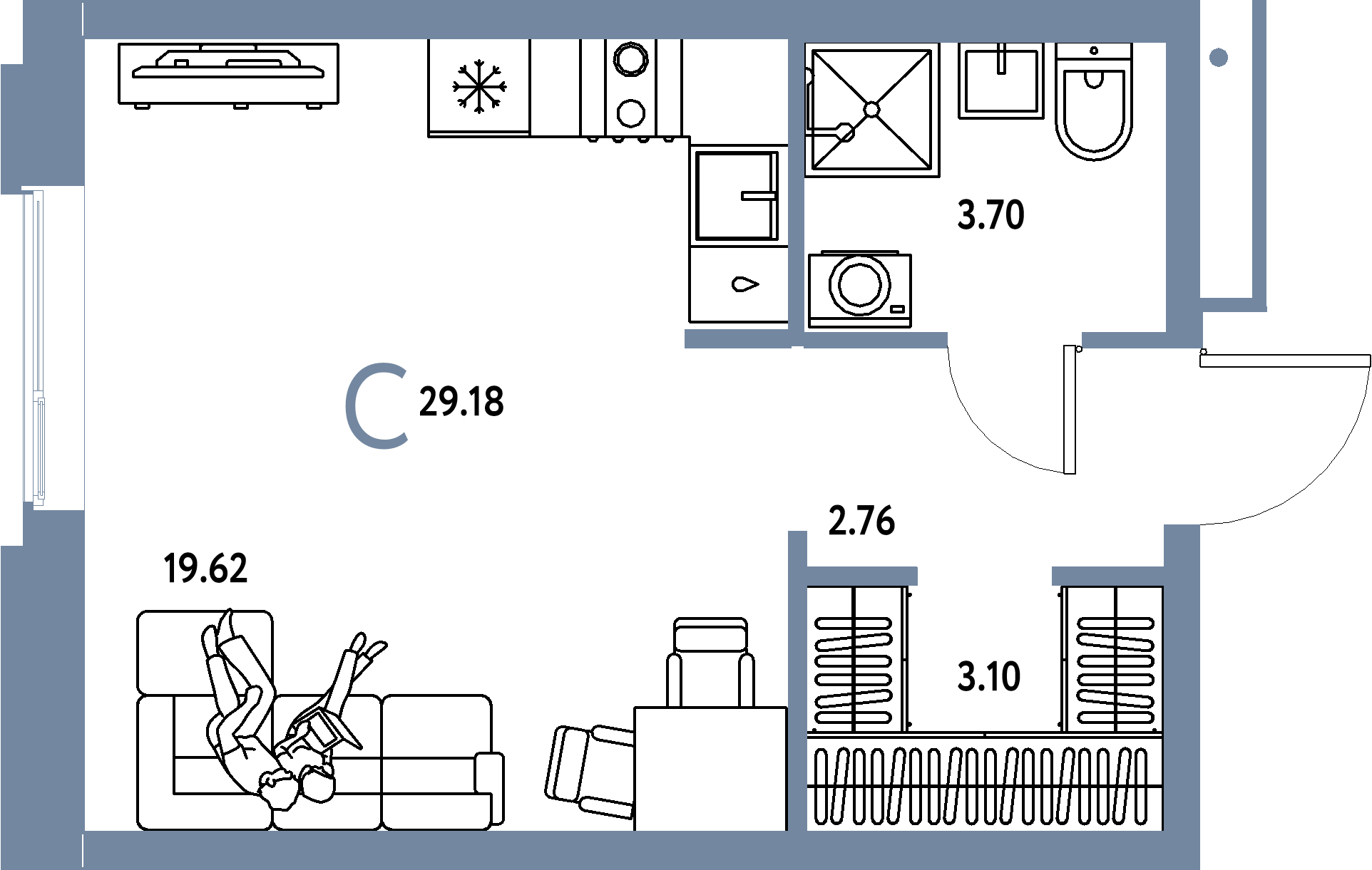 ЖК "Домашний"-Студия 29.18 м²