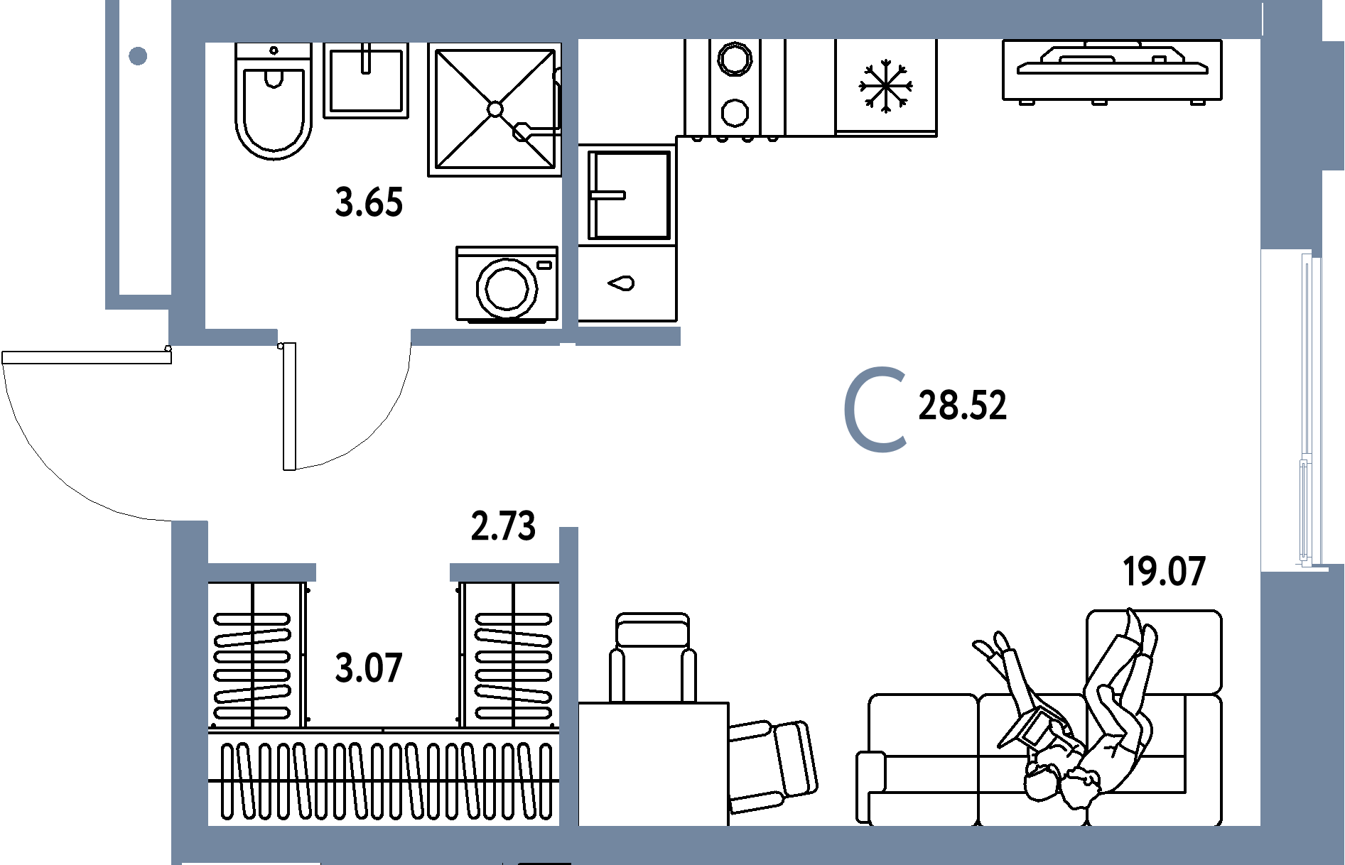 ЖК "Домашний"-Студия 28.52 м²
