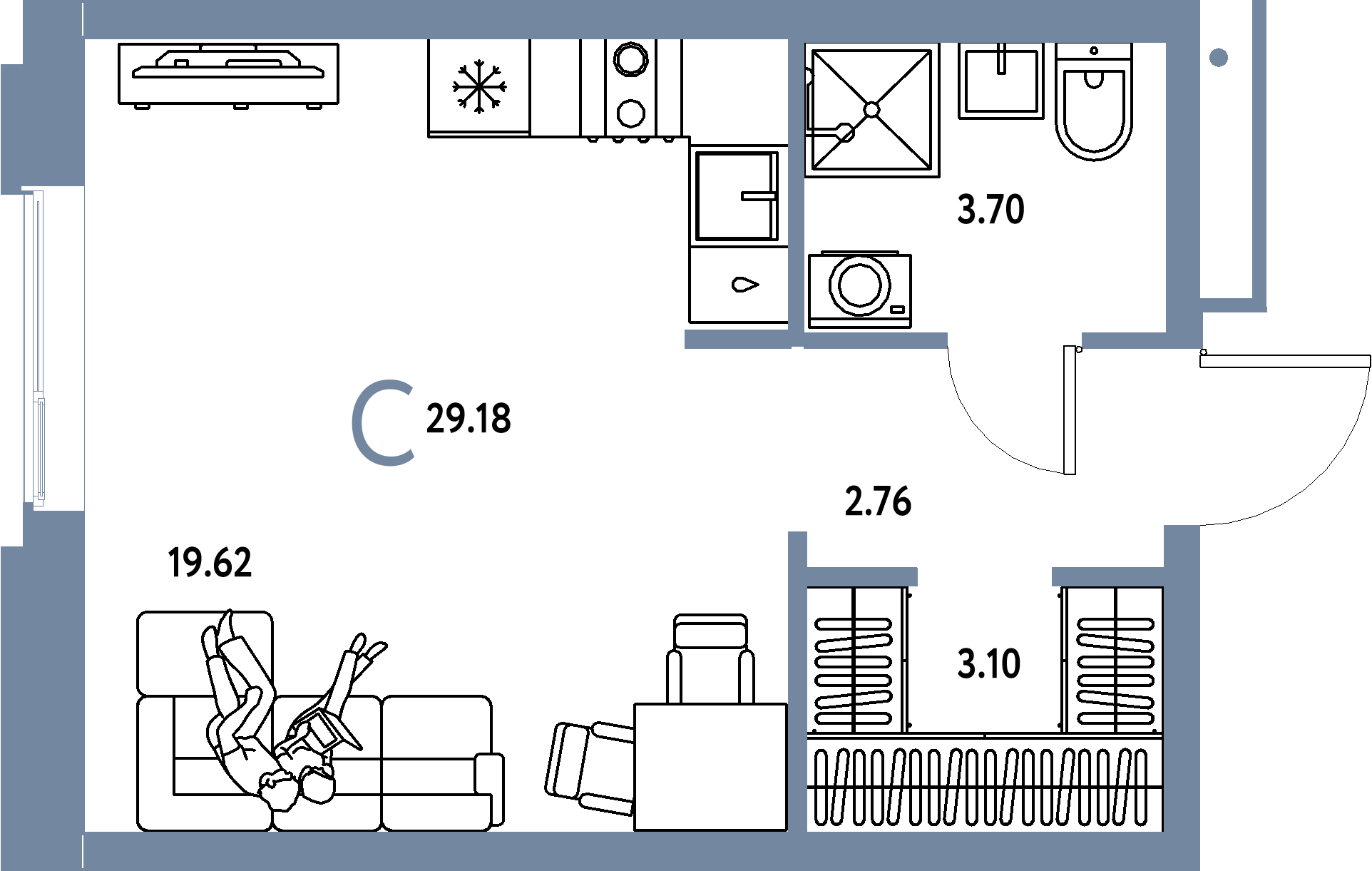 ЖК "Домашний"-Студия 29.18 м²