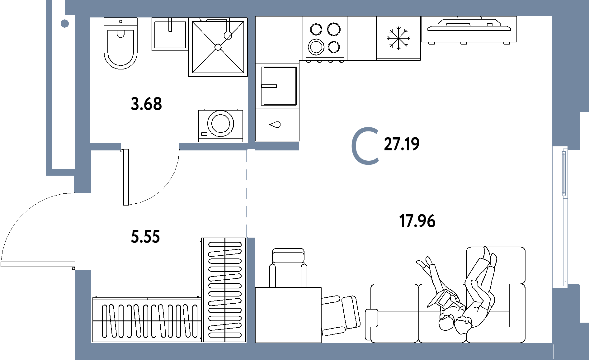 ЖК "Домашний"-Студия 27.19 м²