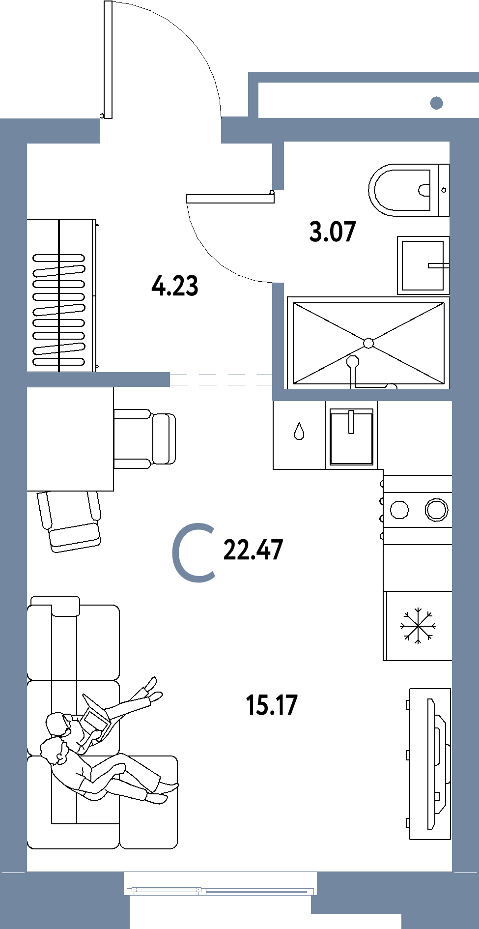 ЖК "Домашний"-Студия 22.47 м²