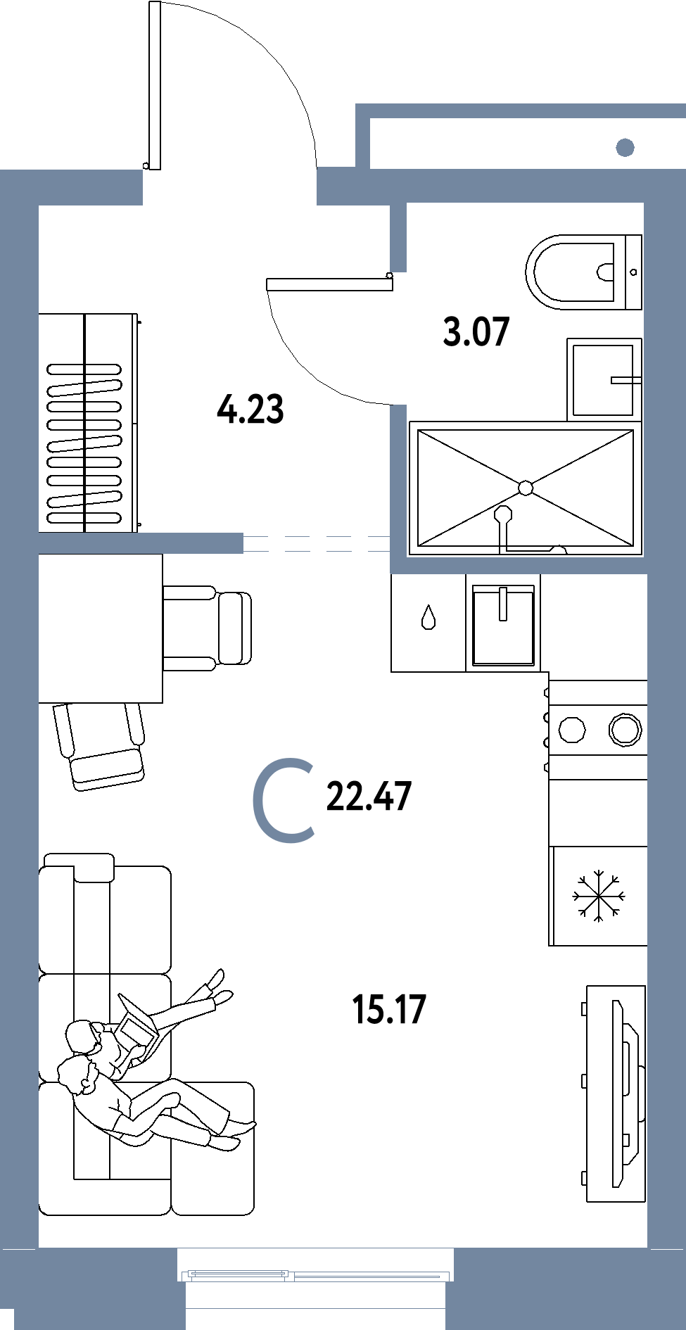 ЖК "Домашний"-Студия 22.47 м²