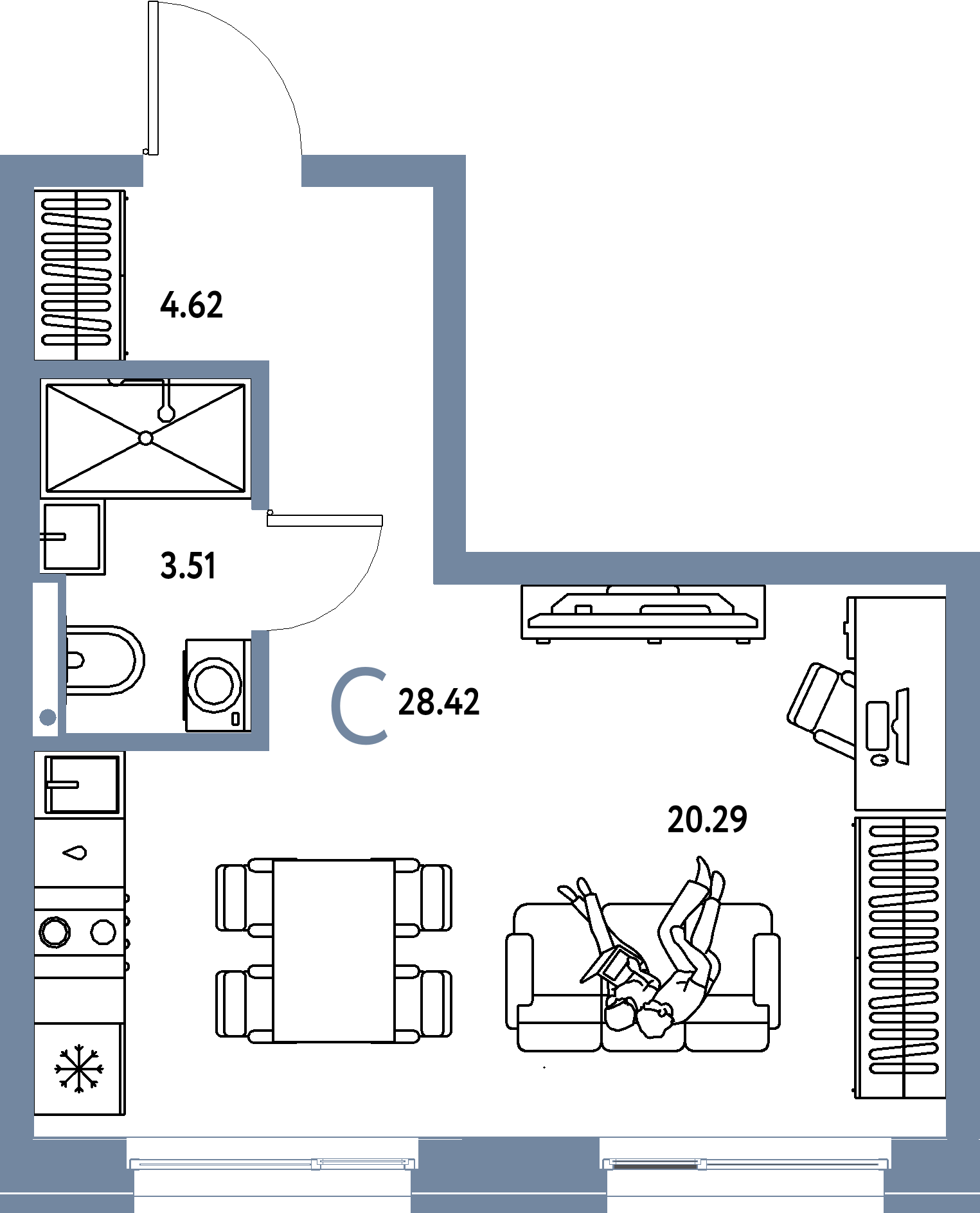 ЖК "Домашний"-Студия 28.42 м²