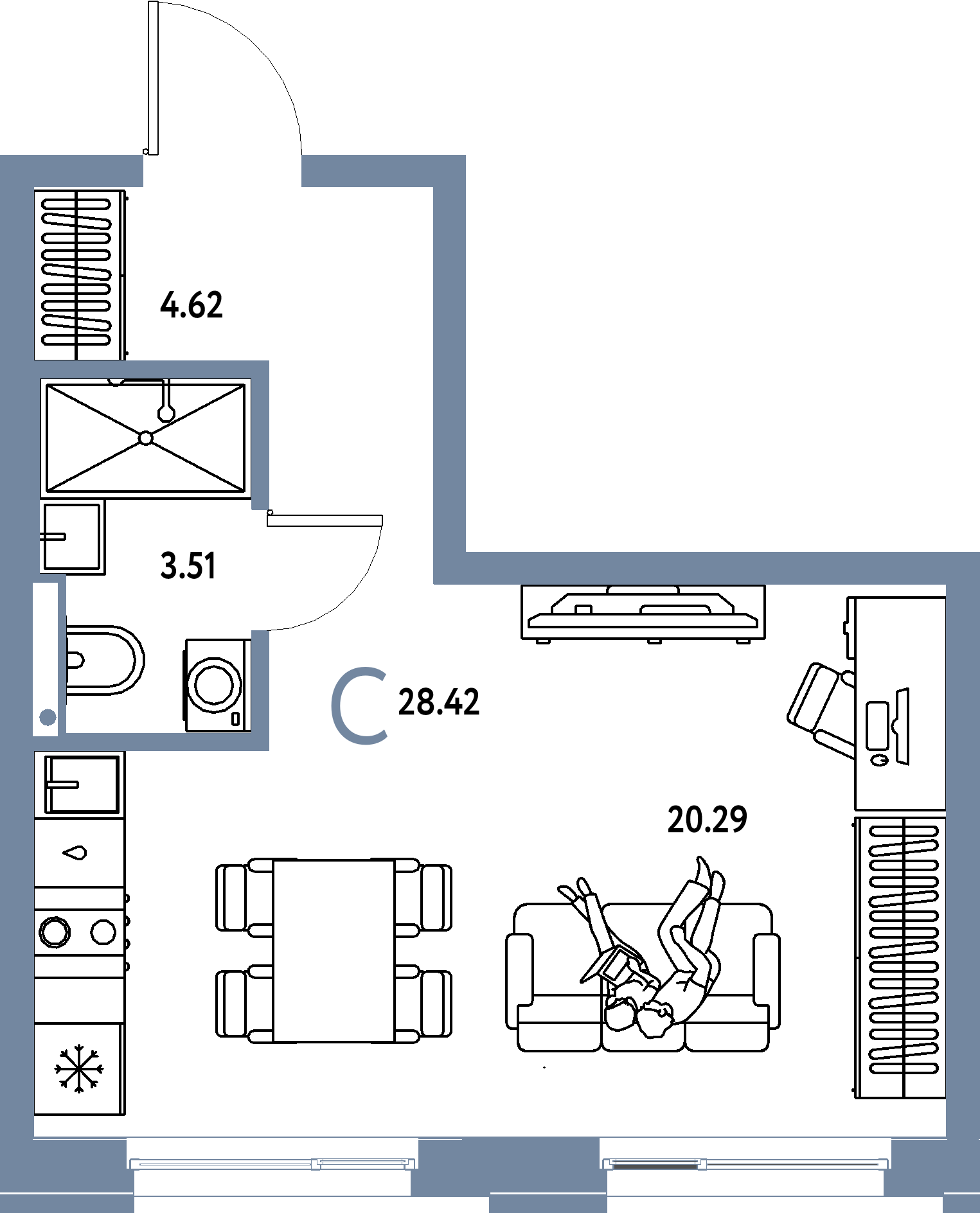 ЖК "Домашний"-Студия 28.42 м²