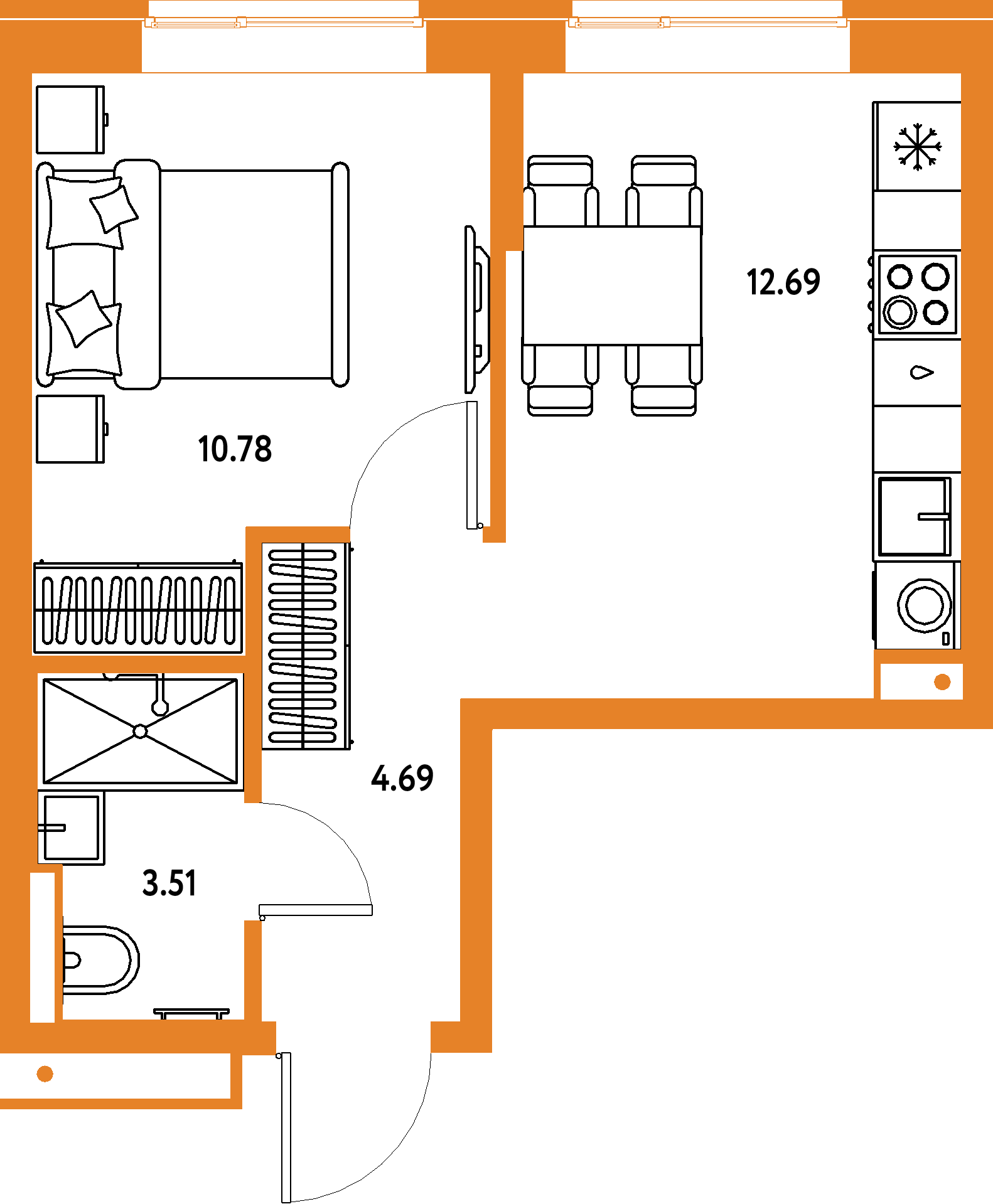 ЖК "Домашний"-1-комнатная 31.67 м²