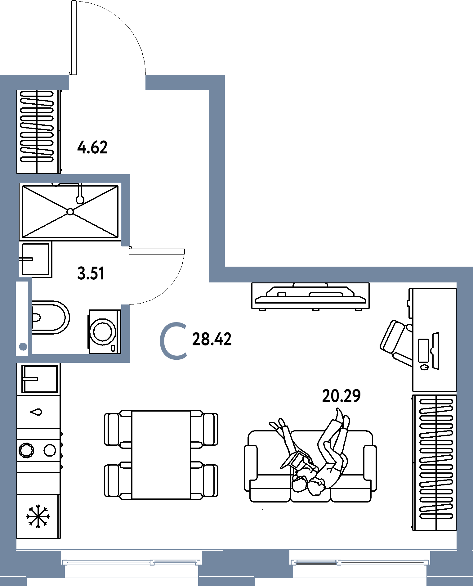 ЖК "Домашний"-Студия 28.42 м²