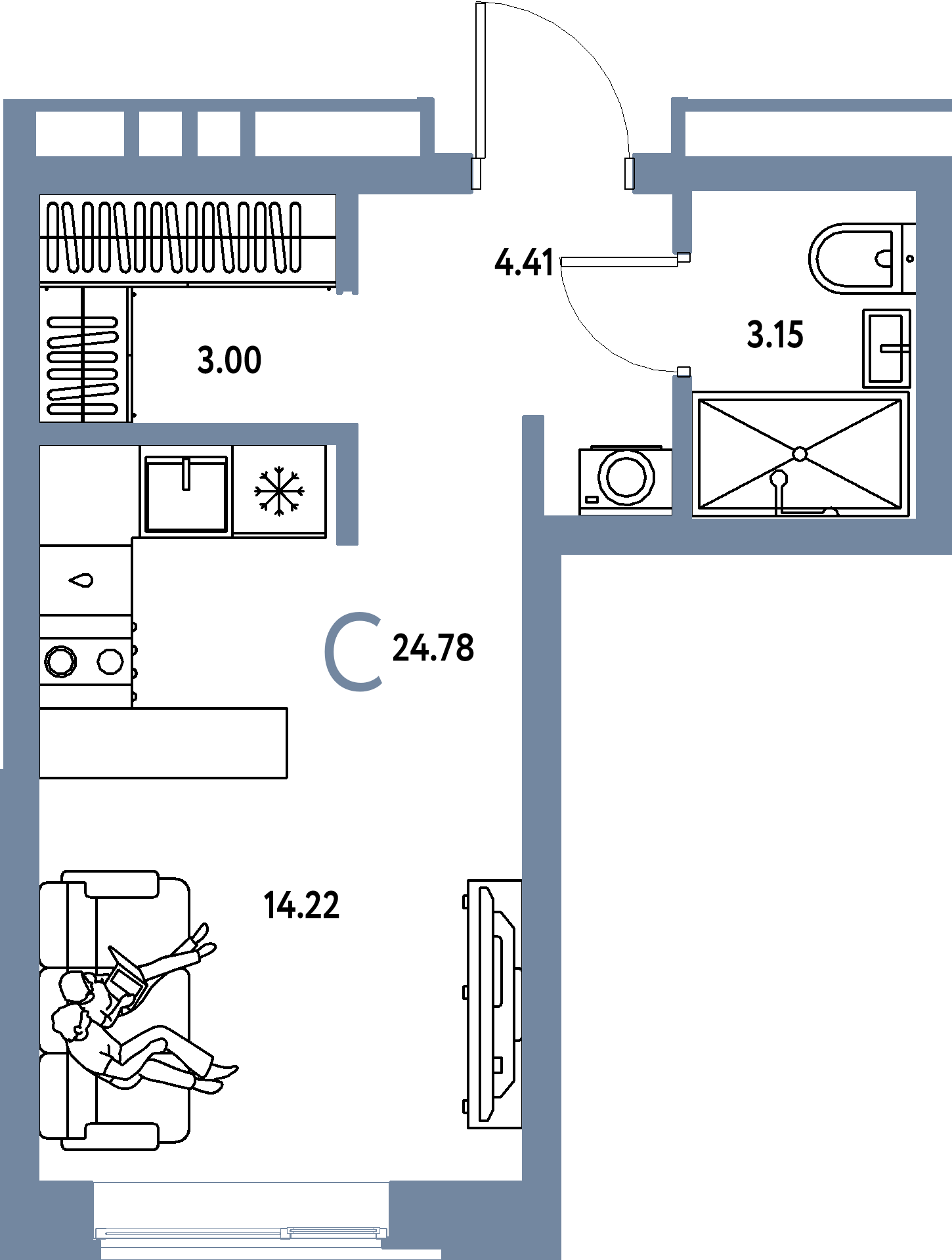 ЖК "Домашний"-Студия 24.78 м²