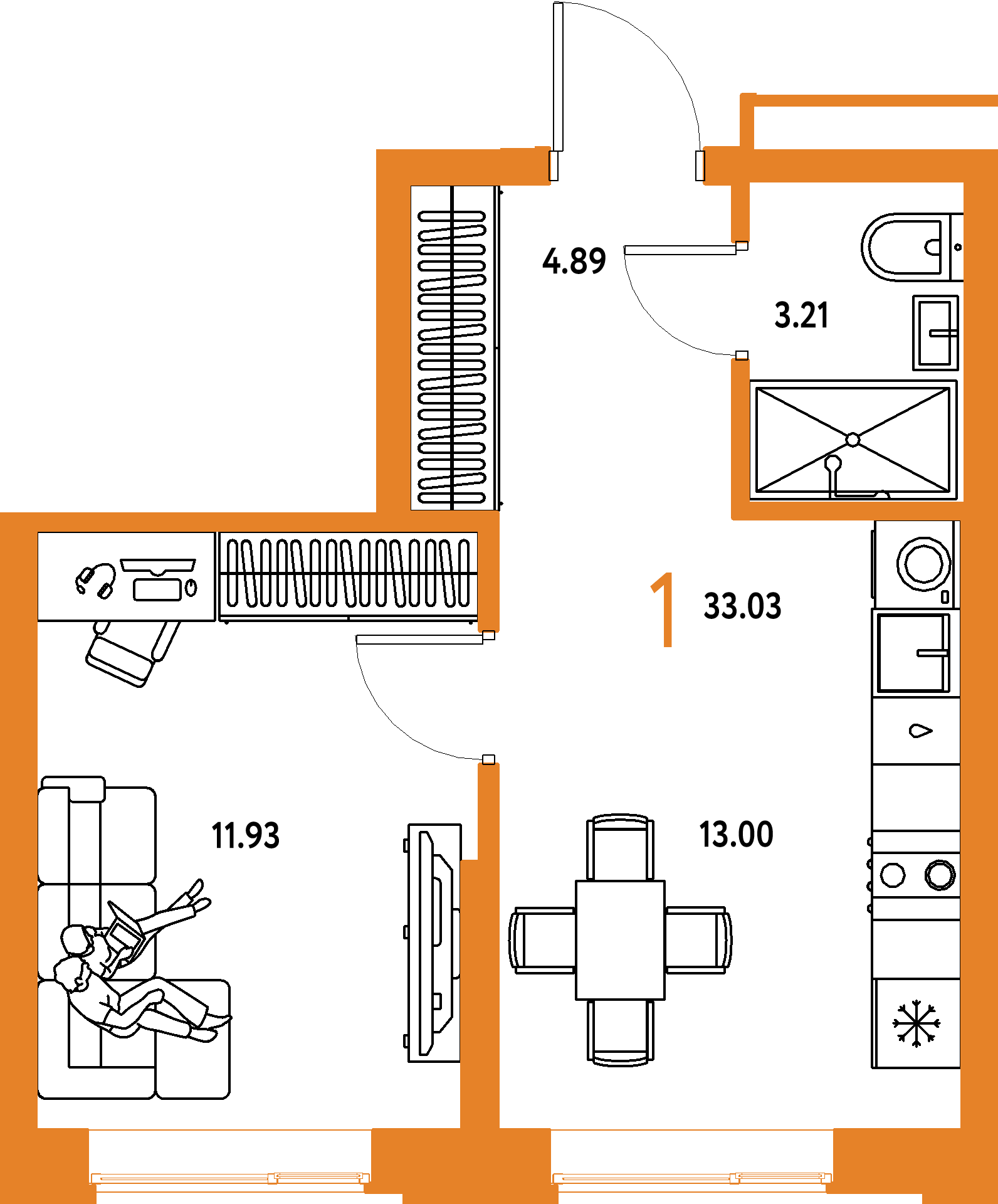 Купить 1-комнатную квартиру 33.03м², этаж №7 кв №64 в ЖК 