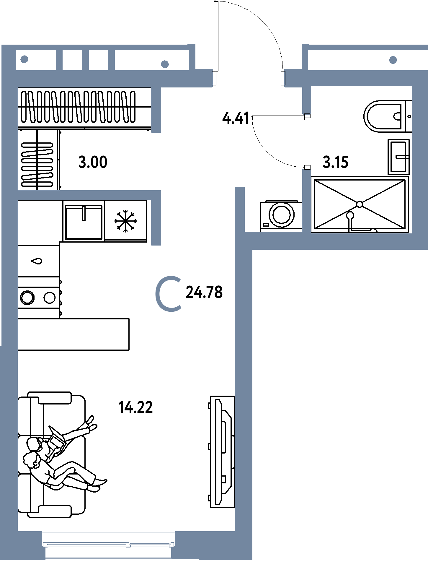 ЖК "Домашний"-Студия 24.78 м²